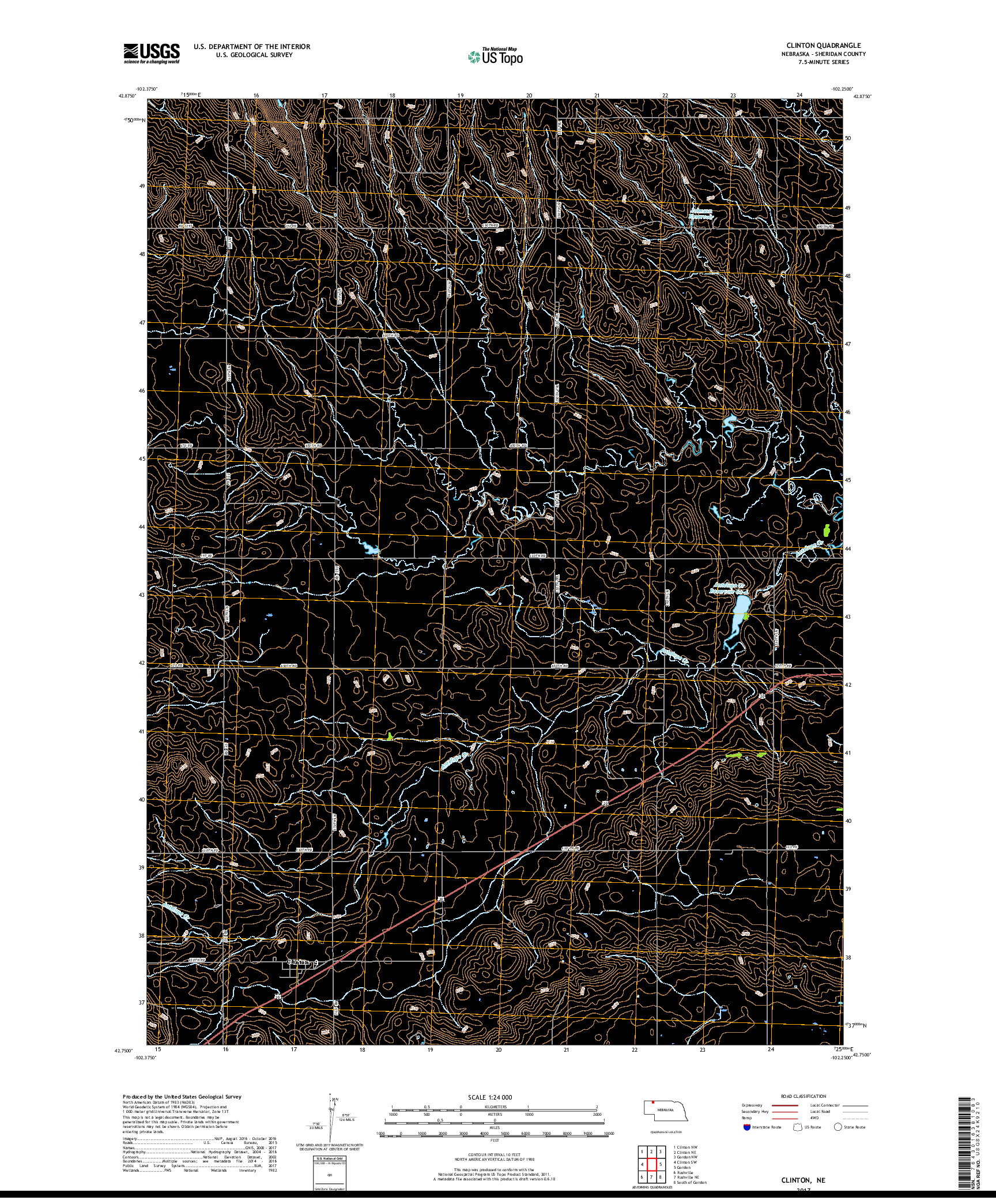 USGS US TOPO 7.5-MINUTE MAP FOR CLINTON, NE 2017