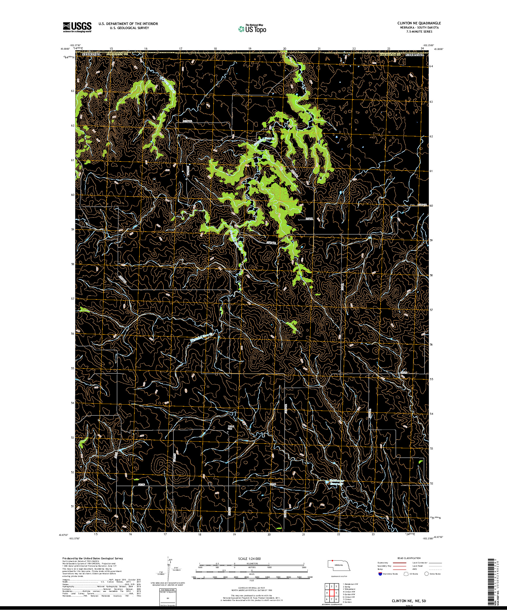 USGS US TOPO 7.5-MINUTE MAP FOR CLINTON NE, NE,SD 2017