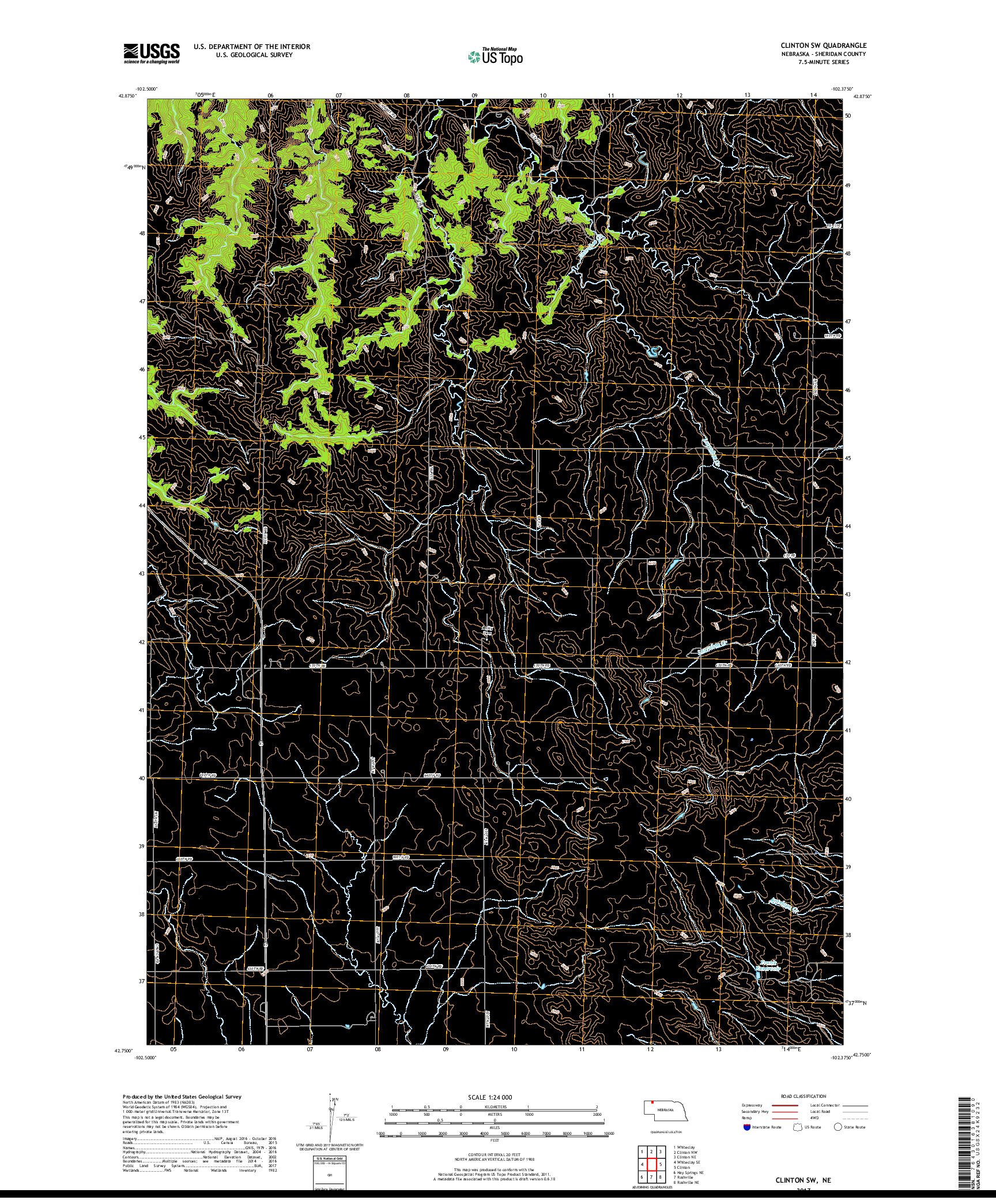 USGS US TOPO 7.5-MINUTE MAP FOR CLINTON SW, NE 2017