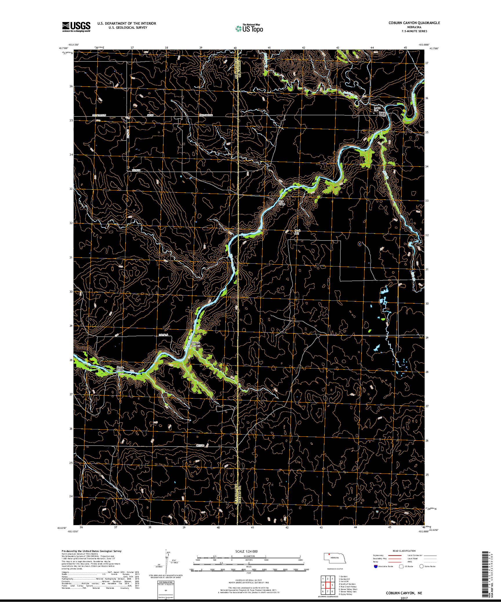 USGS US TOPO 7.5-MINUTE MAP FOR COBURN CANYON, NE 2017