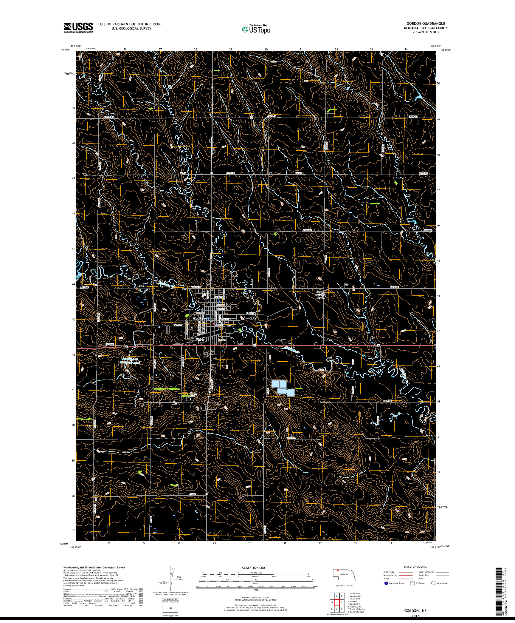 USGS US TOPO 7.5-MINUTE MAP FOR GORDON, NE 2017
