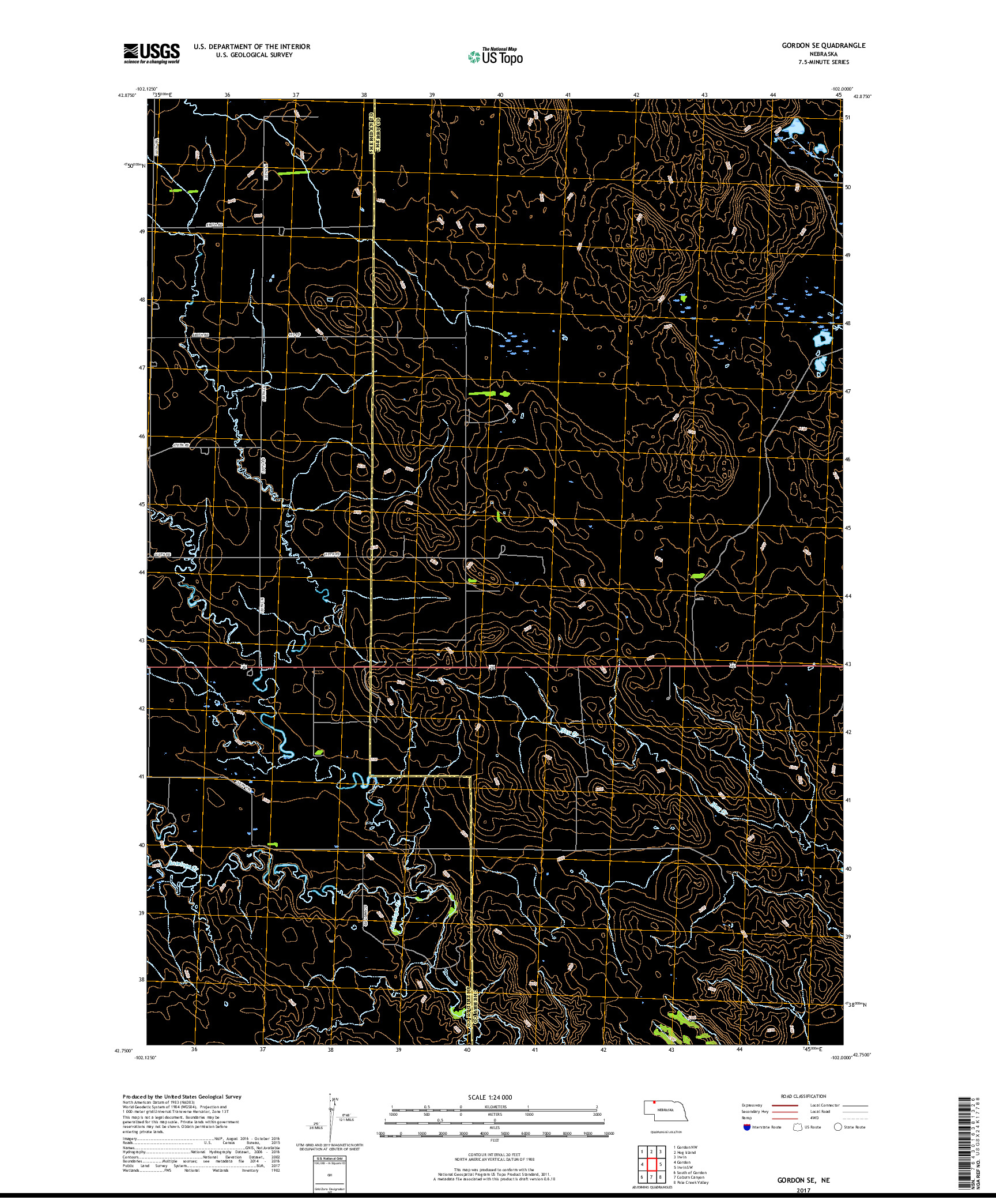 USGS US TOPO 7.5-MINUTE MAP FOR GORDON SE, NE 2017