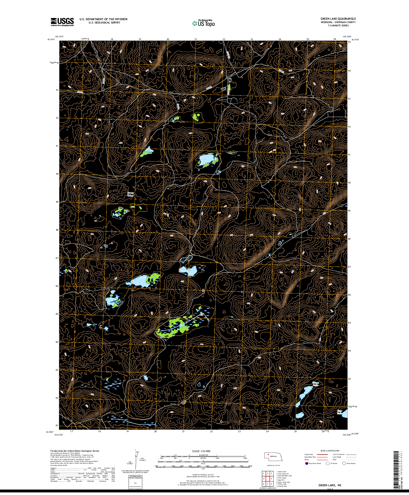 USGS US TOPO 7.5-MINUTE MAP FOR GREEN LAKE, NE 2017