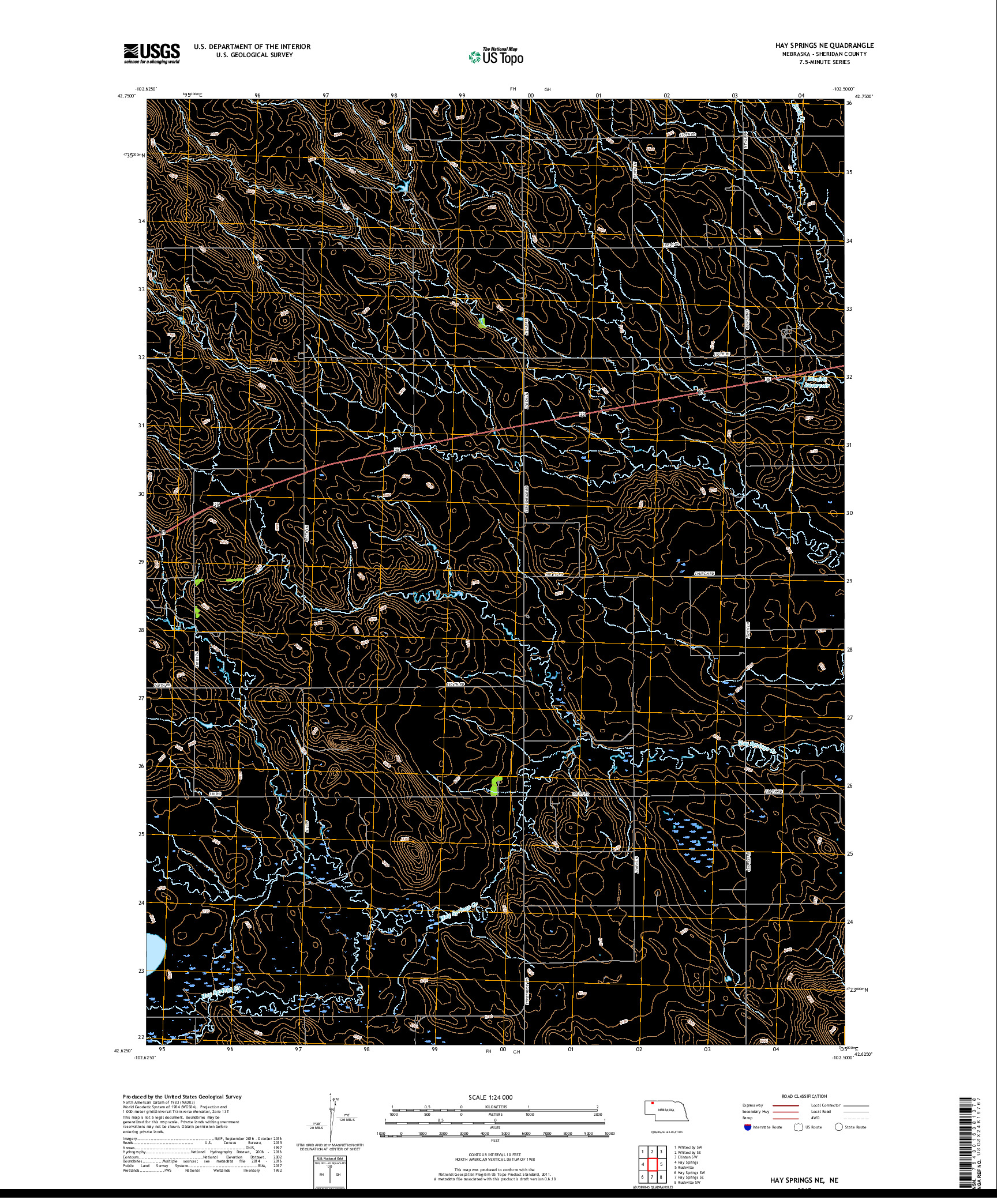 USGS US TOPO 7.5-MINUTE MAP FOR HAY SPRINGS NE, NE 2017