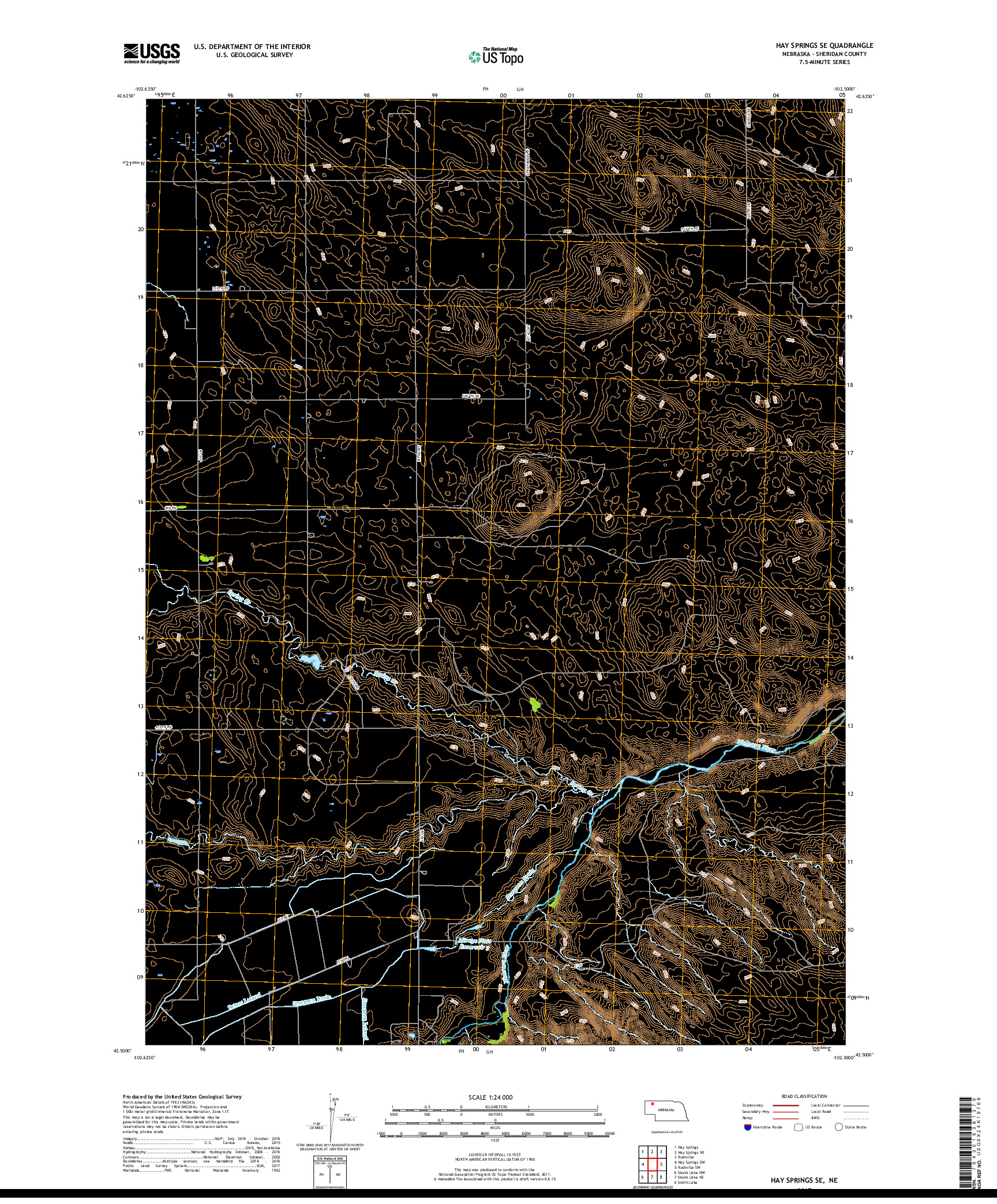 USGS US TOPO 7.5-MINUTE MAP FOR HAY SPRINGS SE, NE 2017