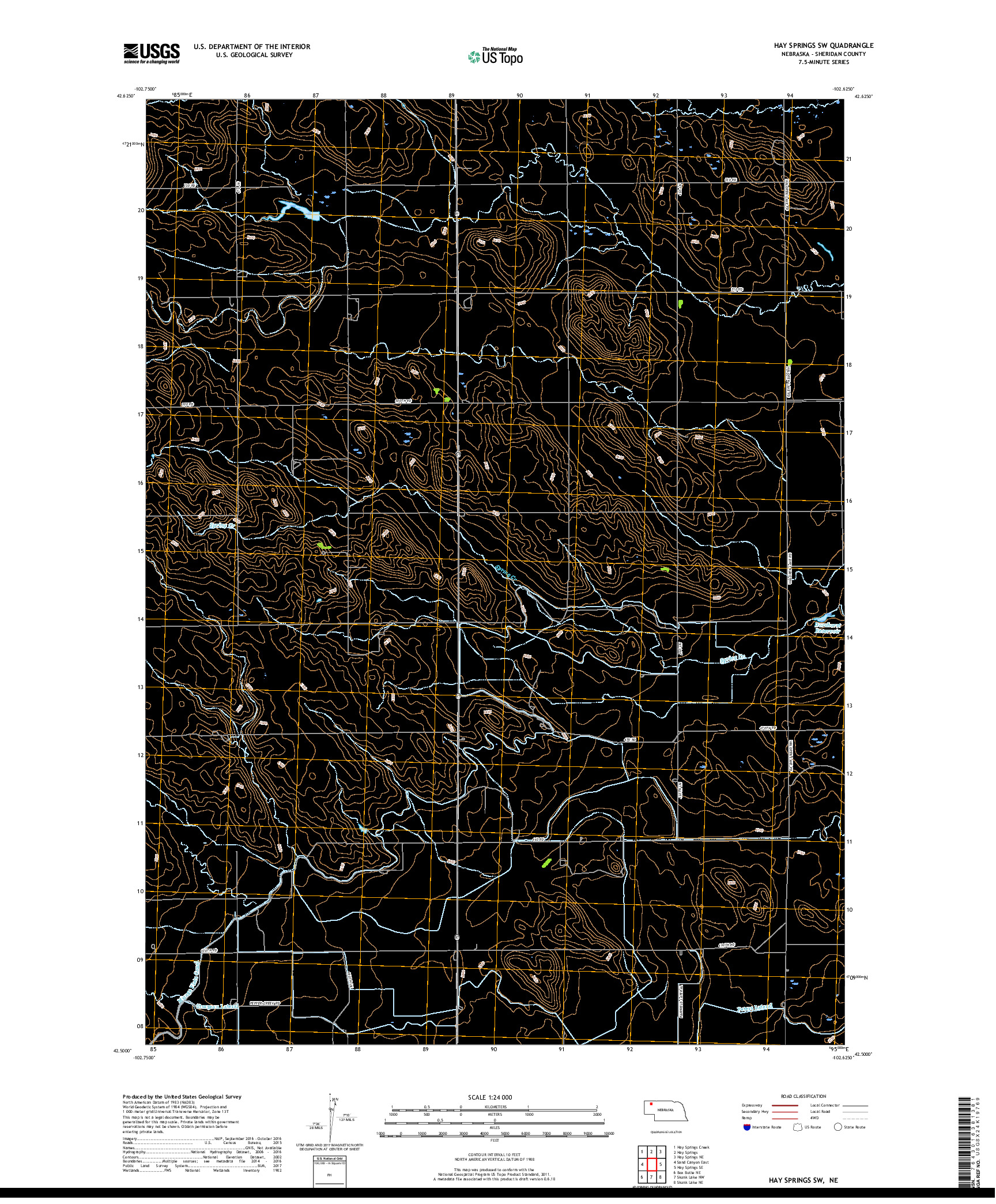 USGS US TOPO 7.5-MINUTE MAP FOR HAY SPRINGS SW, NE 2017