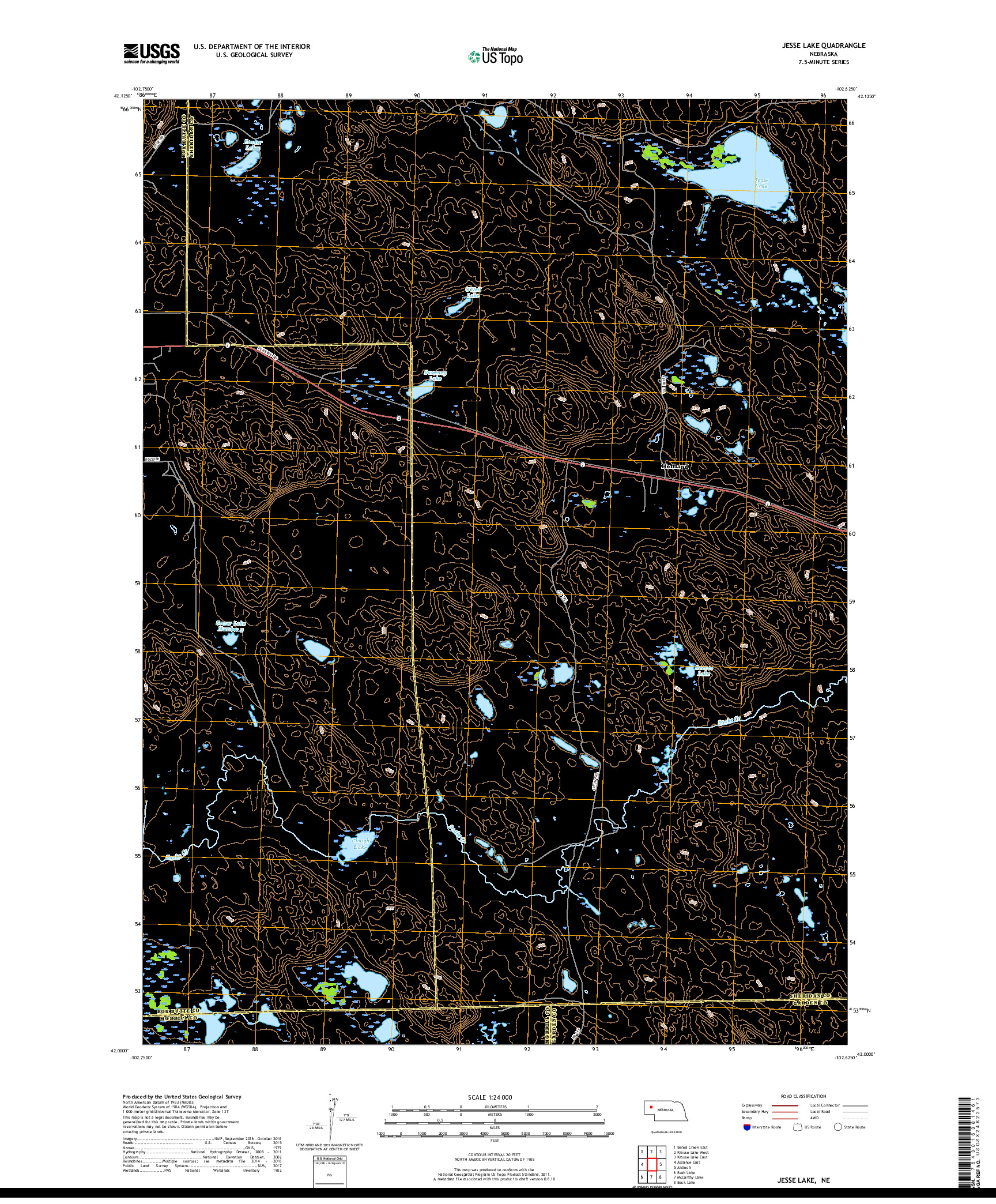 USGS US TOPO 7.5-MINUTE MAP FOR JESSE LAKE, NE 2017