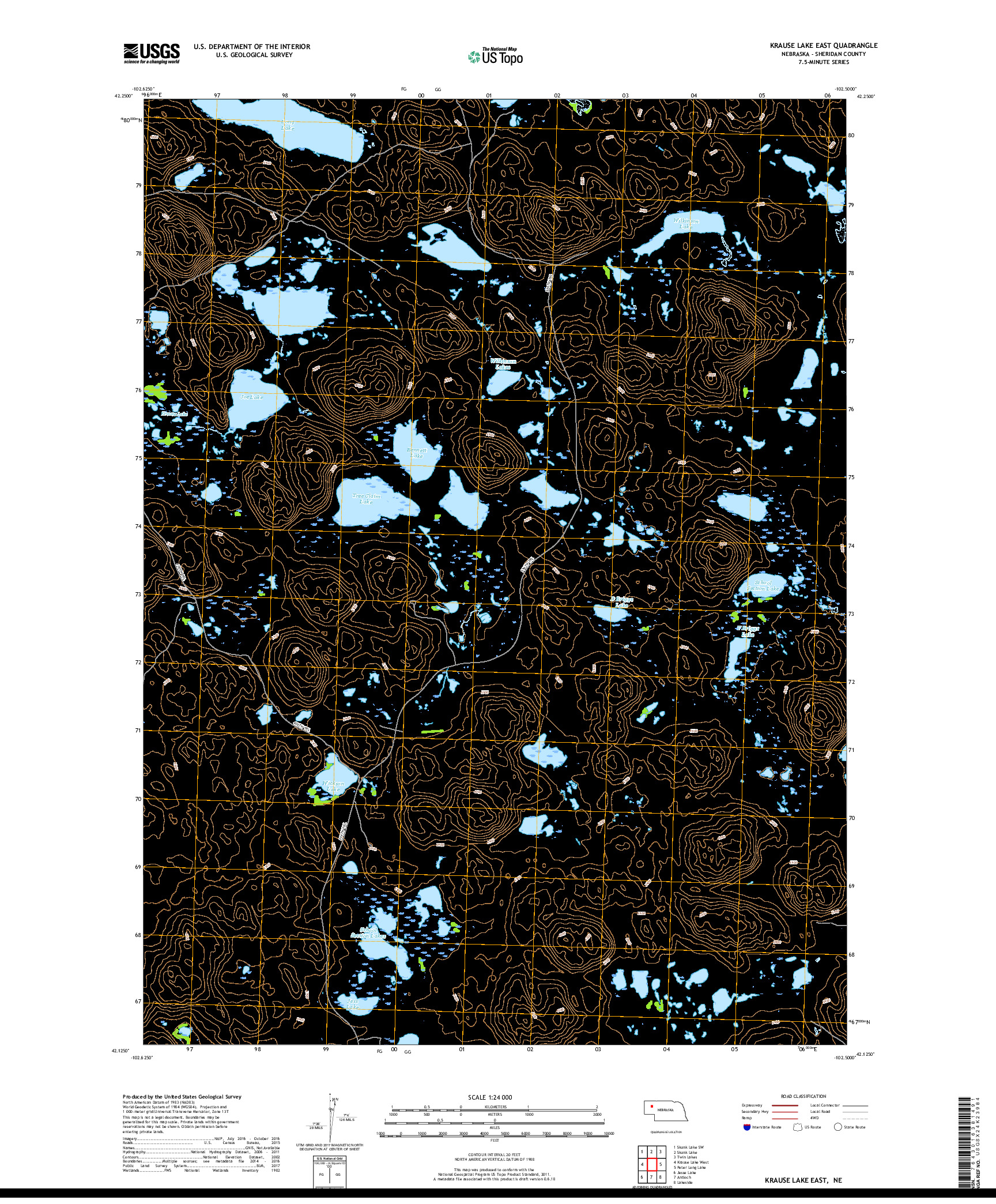 USGS US TOPO 7.5-MINUTE MAP FOR KRAUSE LAKE EAST, NE 2017