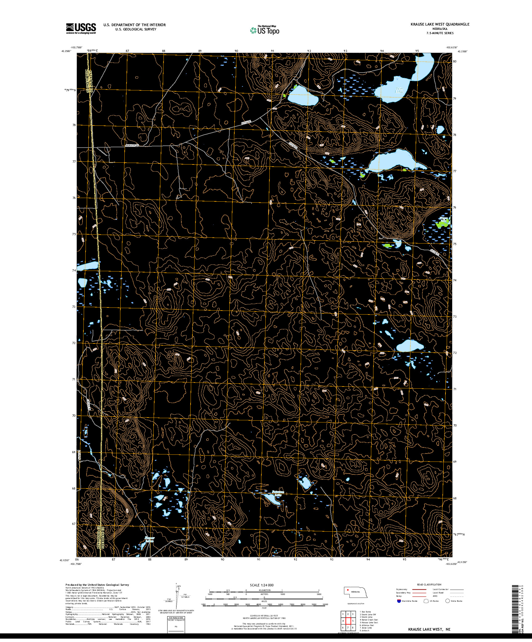 USGS US TOPO 7.5-MINUTE MAP FOR KRAUSE LAKE WEST, NE 2017