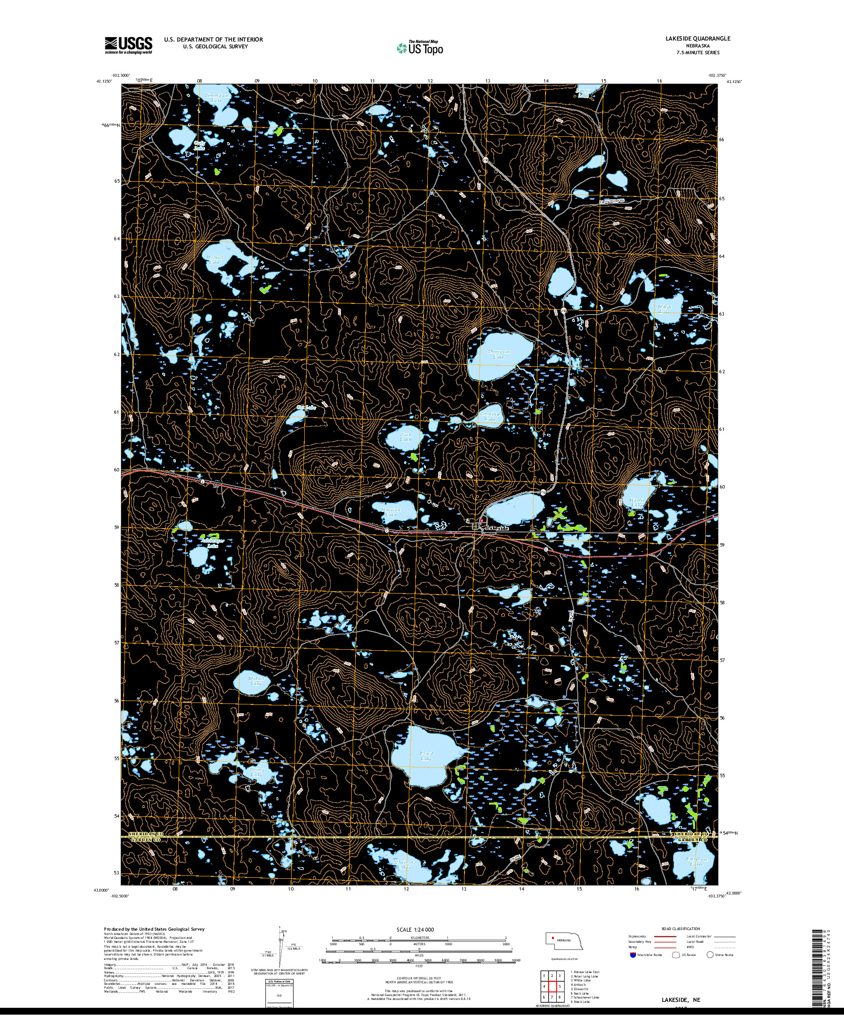 USGS US TOPO 7.5-MINUTE MAP FOR LAKESIDE, NE 2017