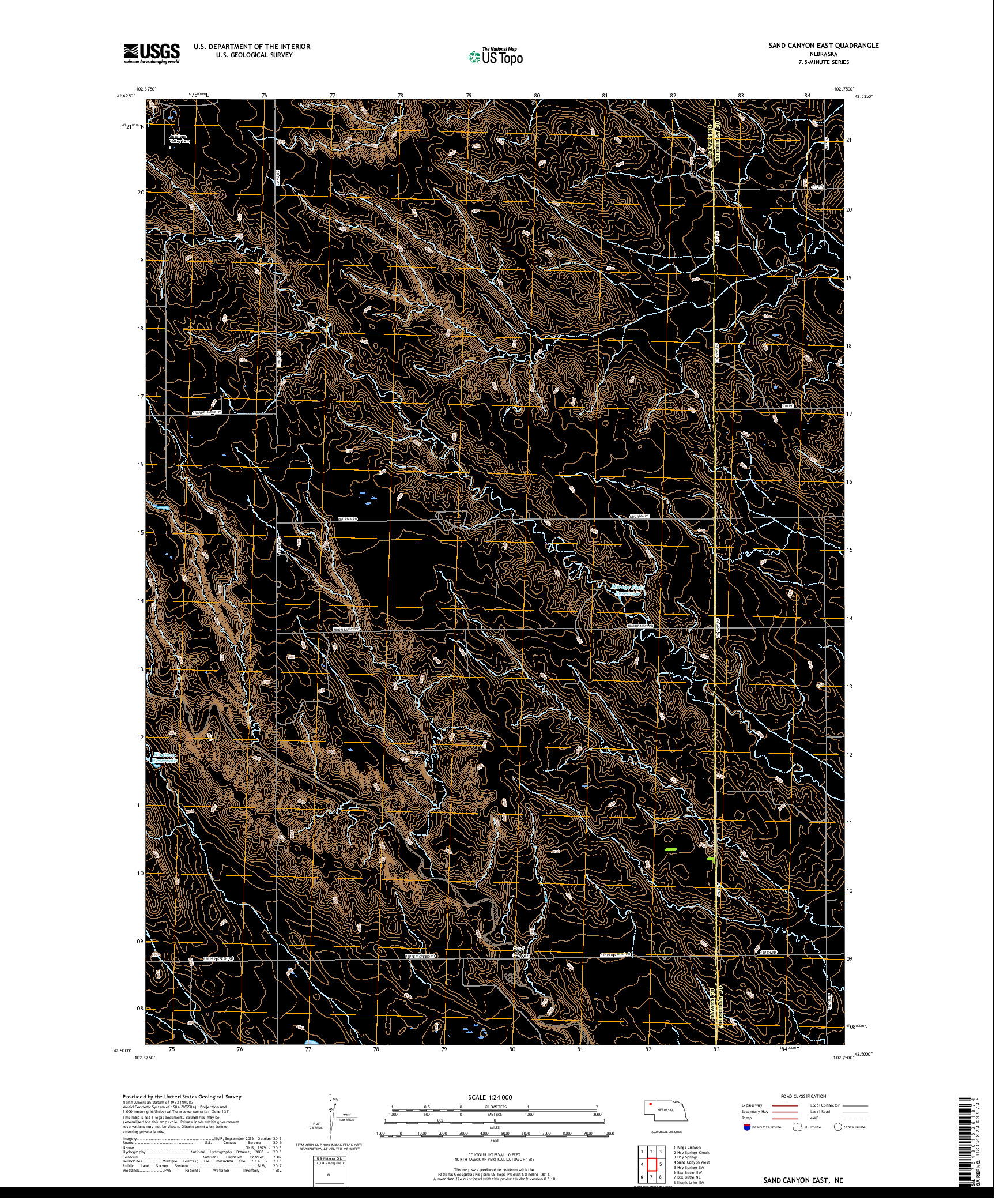 USGS US TOPO 7.5-MINUTE MAP FOR SAND CANYON EAST, NE 2017