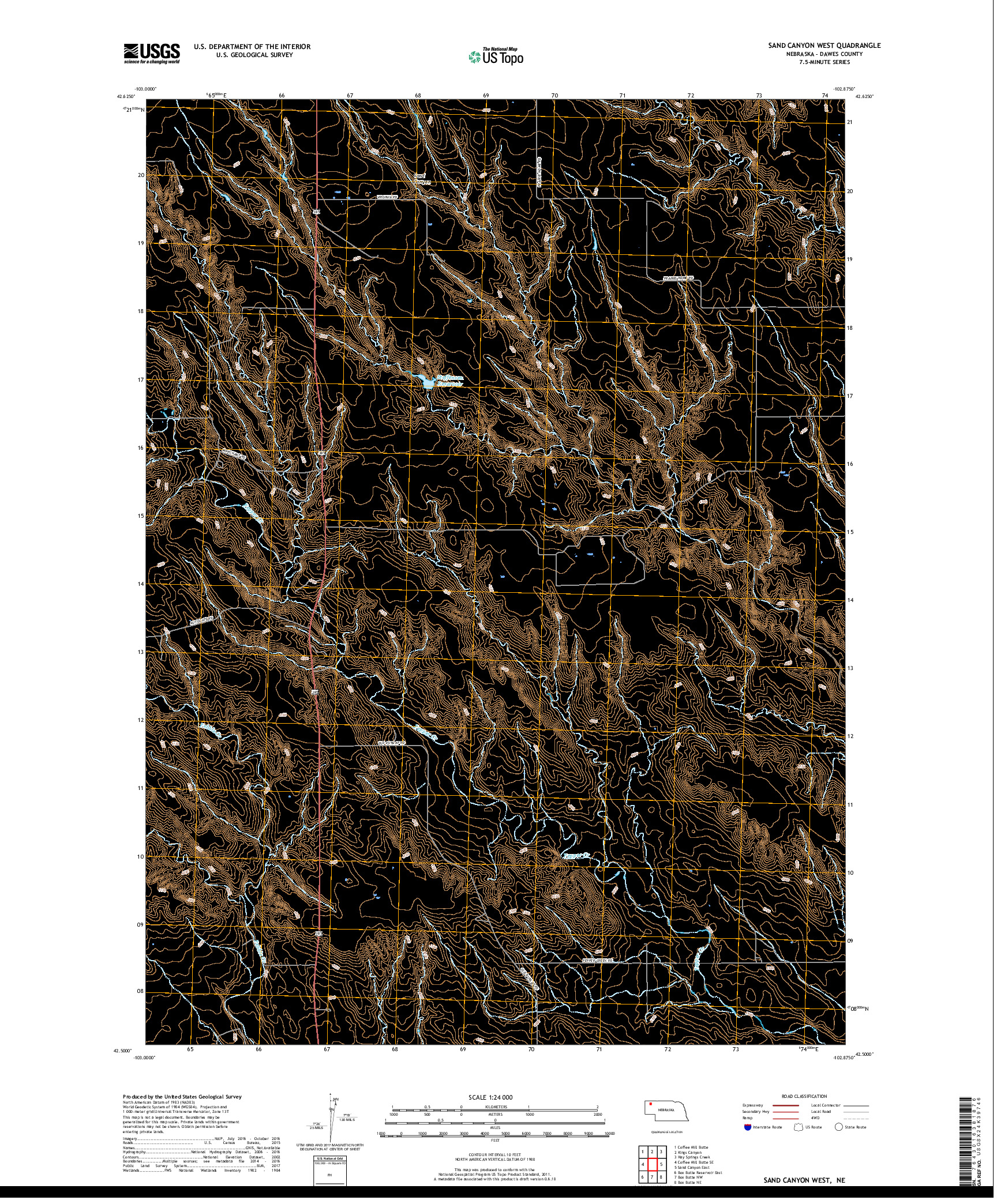 USGS US TOPO 7.5-MINUTE MAP FOR SAND CANYON WEST, NE 2017