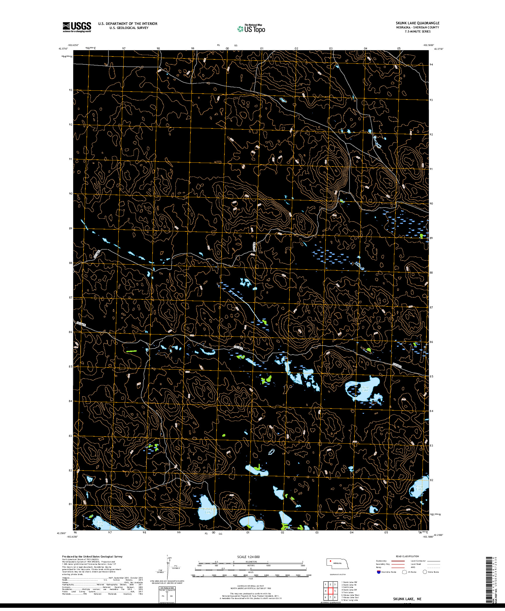 USGS US TOPO 7.5-MINUTE MAP FOR SKUNK LAKE, NE 2017