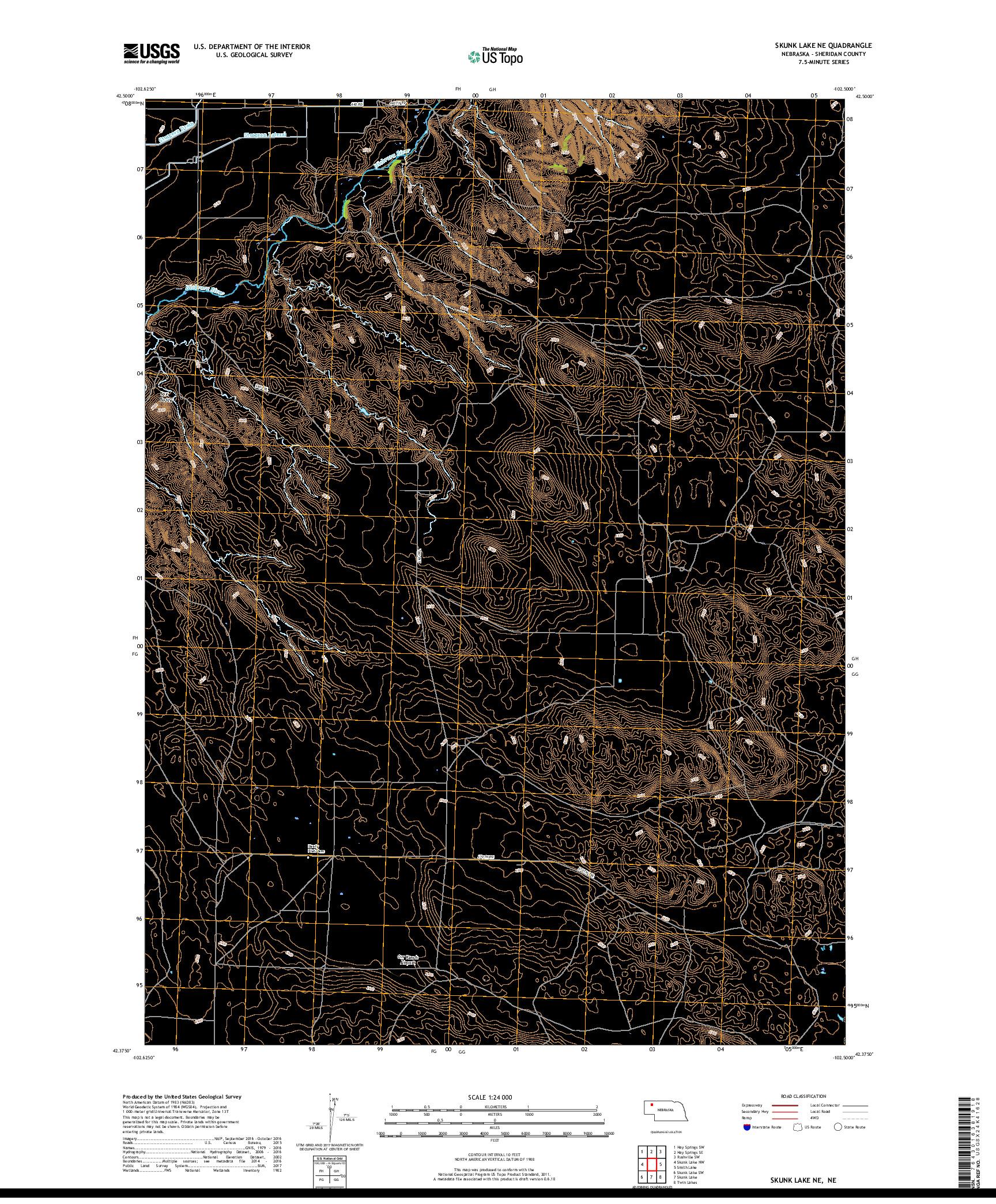 USGS US TOPO 7.5-MINUTE MAP FOR SKUNK LAKE NE, NE 2017