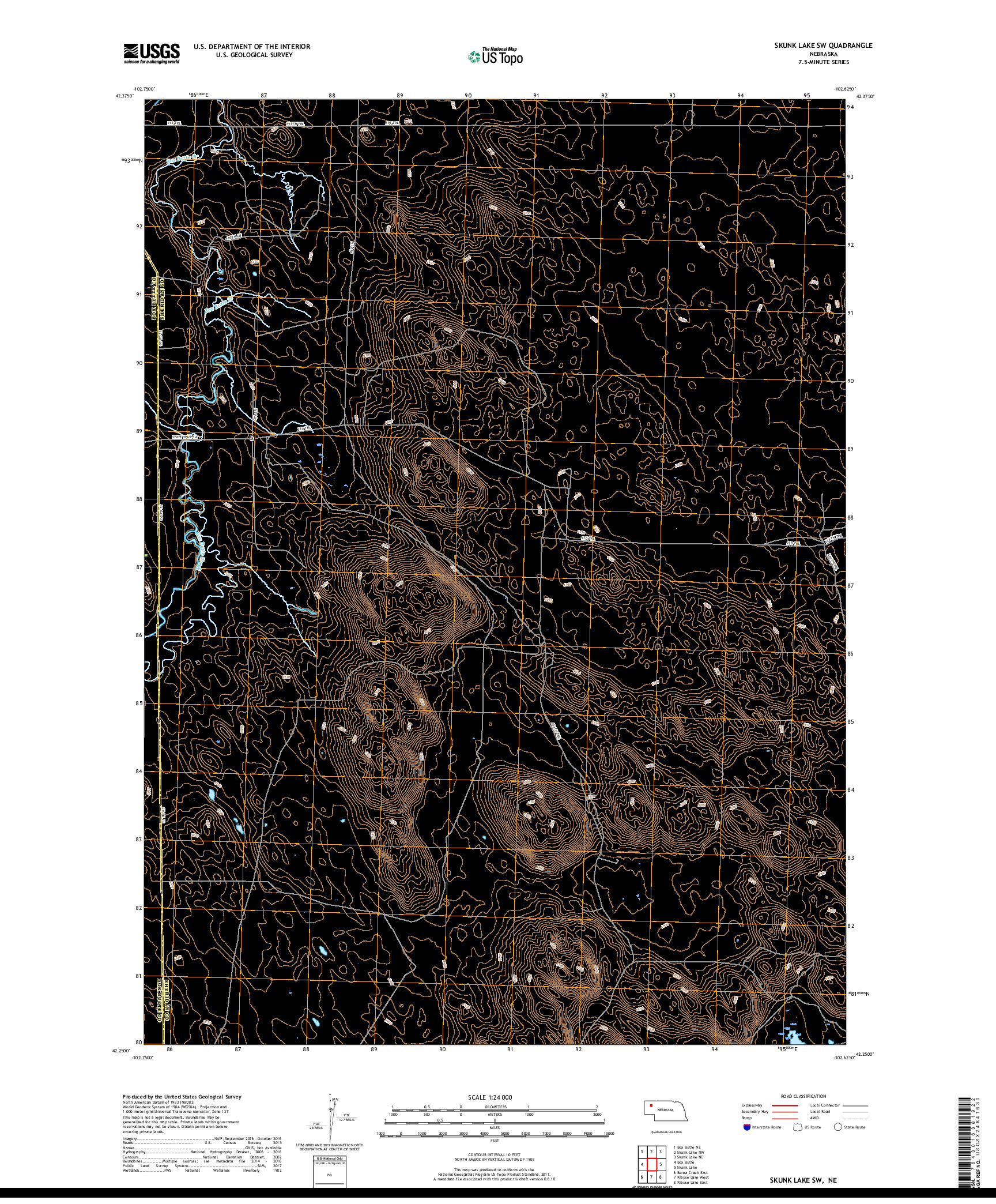 USGS US TOPO 7.5-MINUTE MAP FOR SKUNK LAKE SW, NE 2017