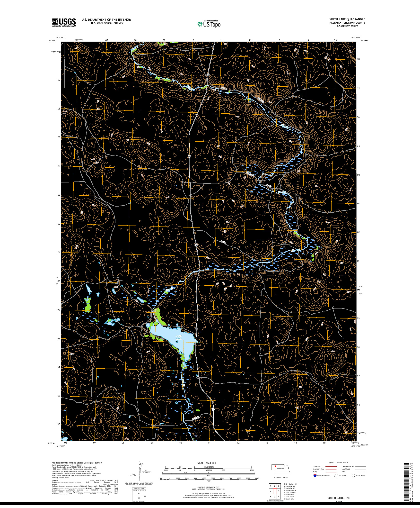 USGS US TOPO 7.5-MINUTE MAP FOR SMITH LAKE, NE 2017