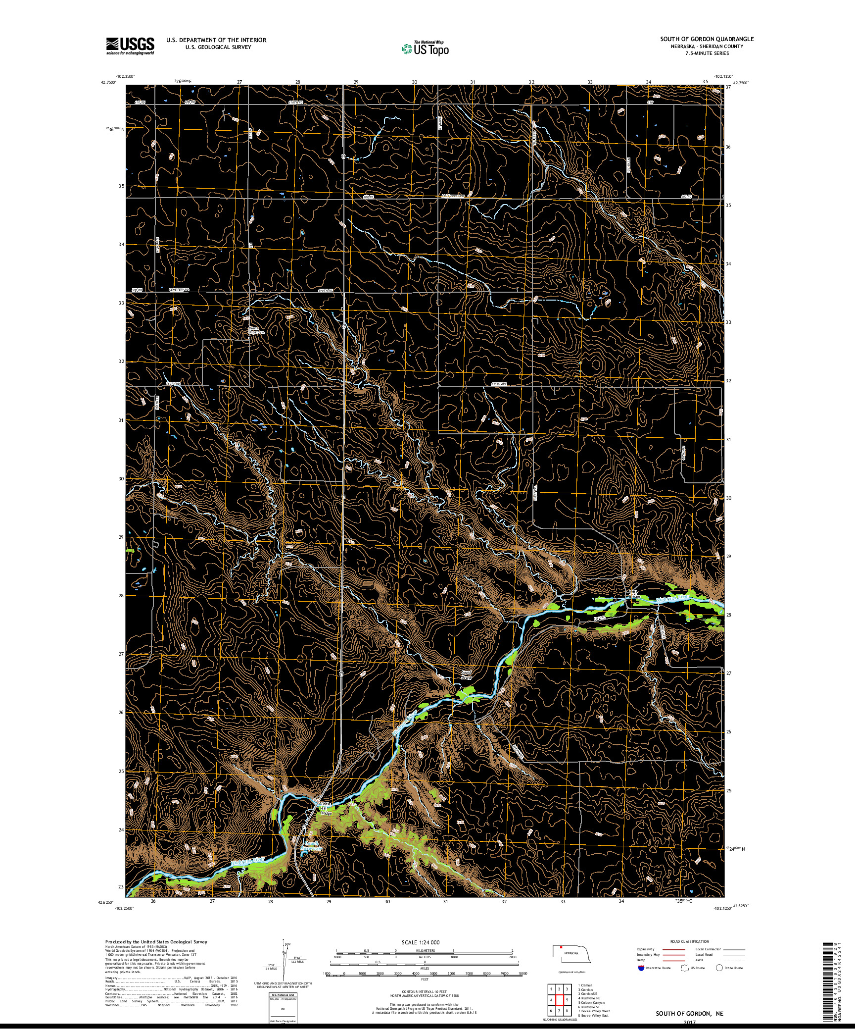 USGS US TOPO 7.5-MINUTE MAP FOR SOUTH OF GORDON, NE 2017