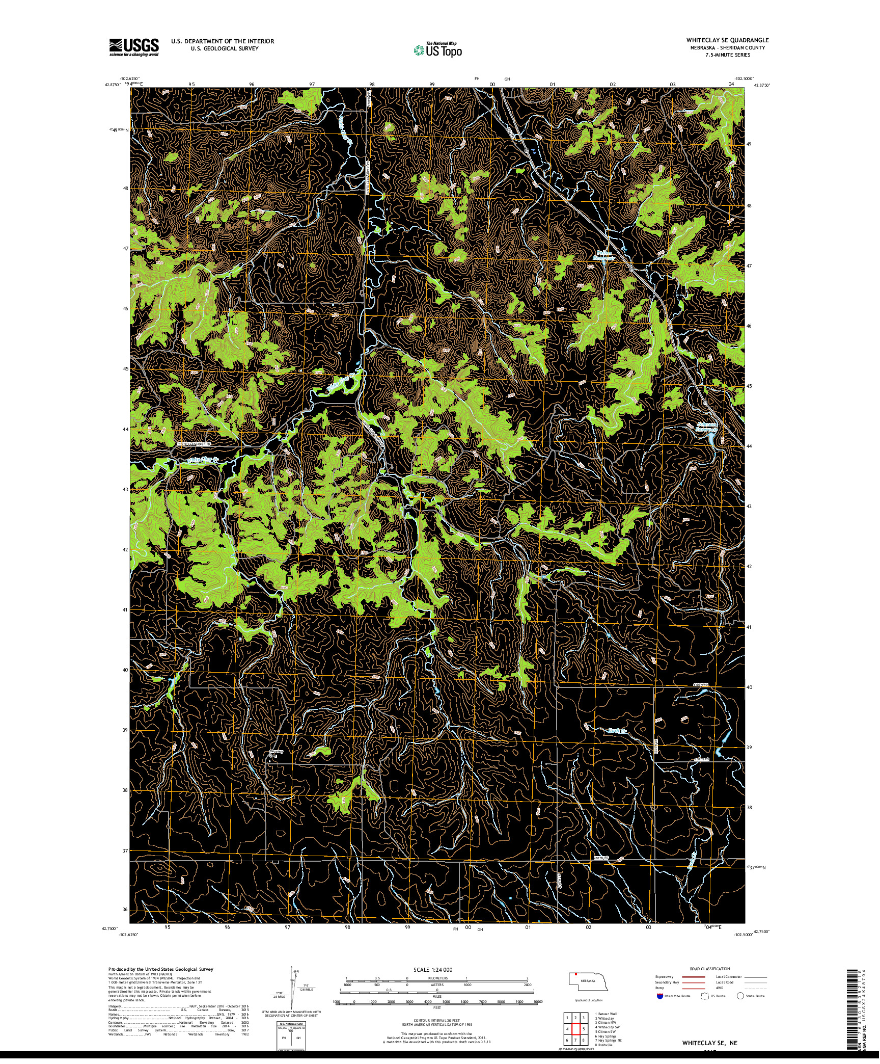 USGS US TOPO 7.5-MINUTE MAP FOR WHITECLAY SE, NE 2017