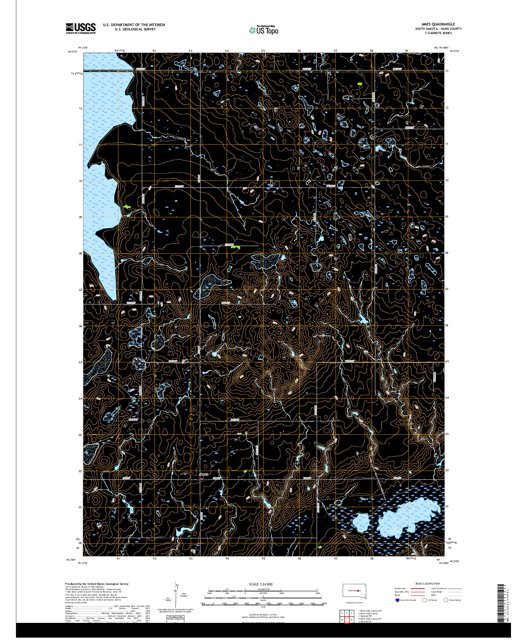 USGS US TOPO 7.5-MINUTE MAP FOR AMES, SD 2017