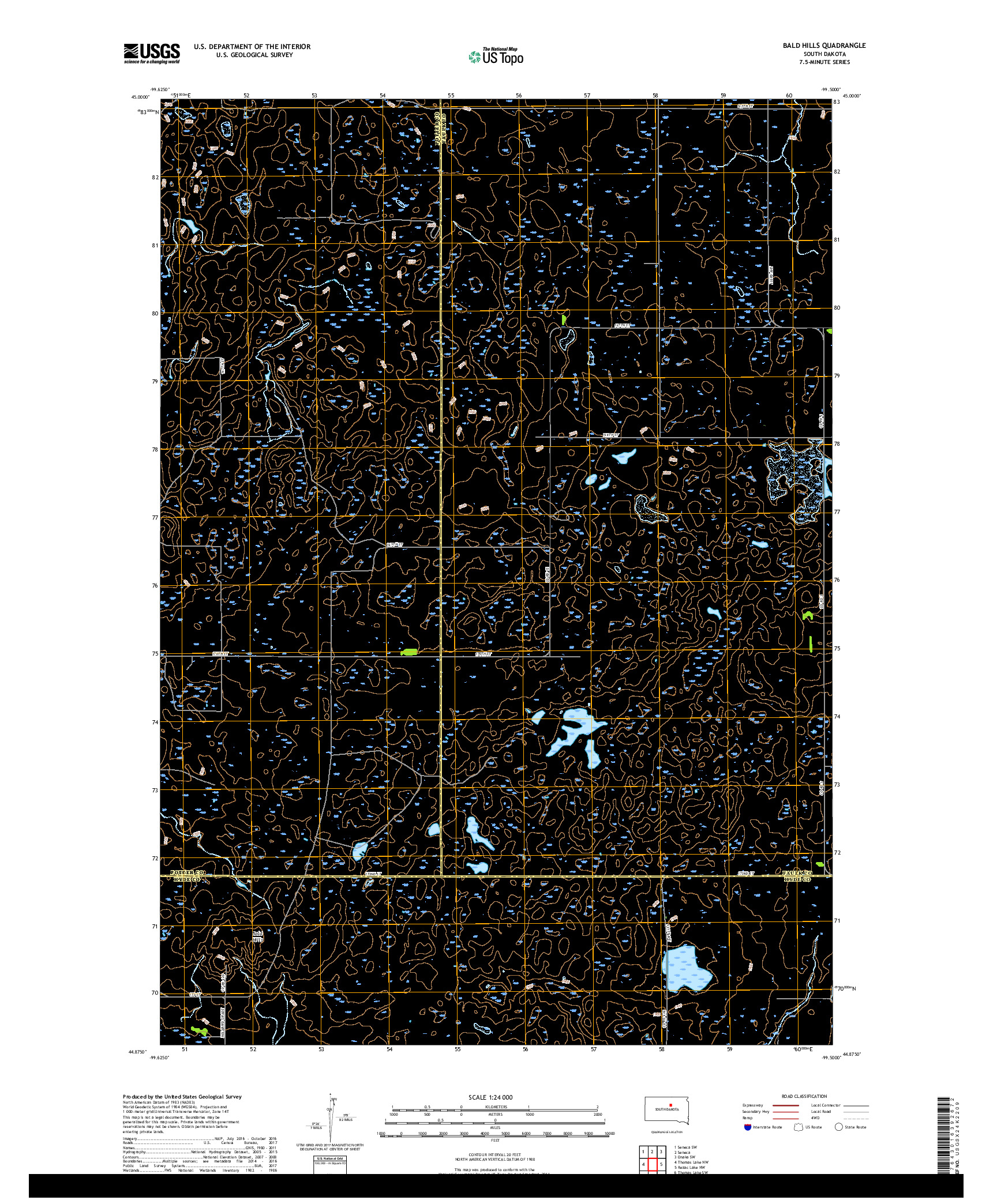 USGS US TOPO 7.5-MINUTE MAP FOR BALD HILLS, SD 2017