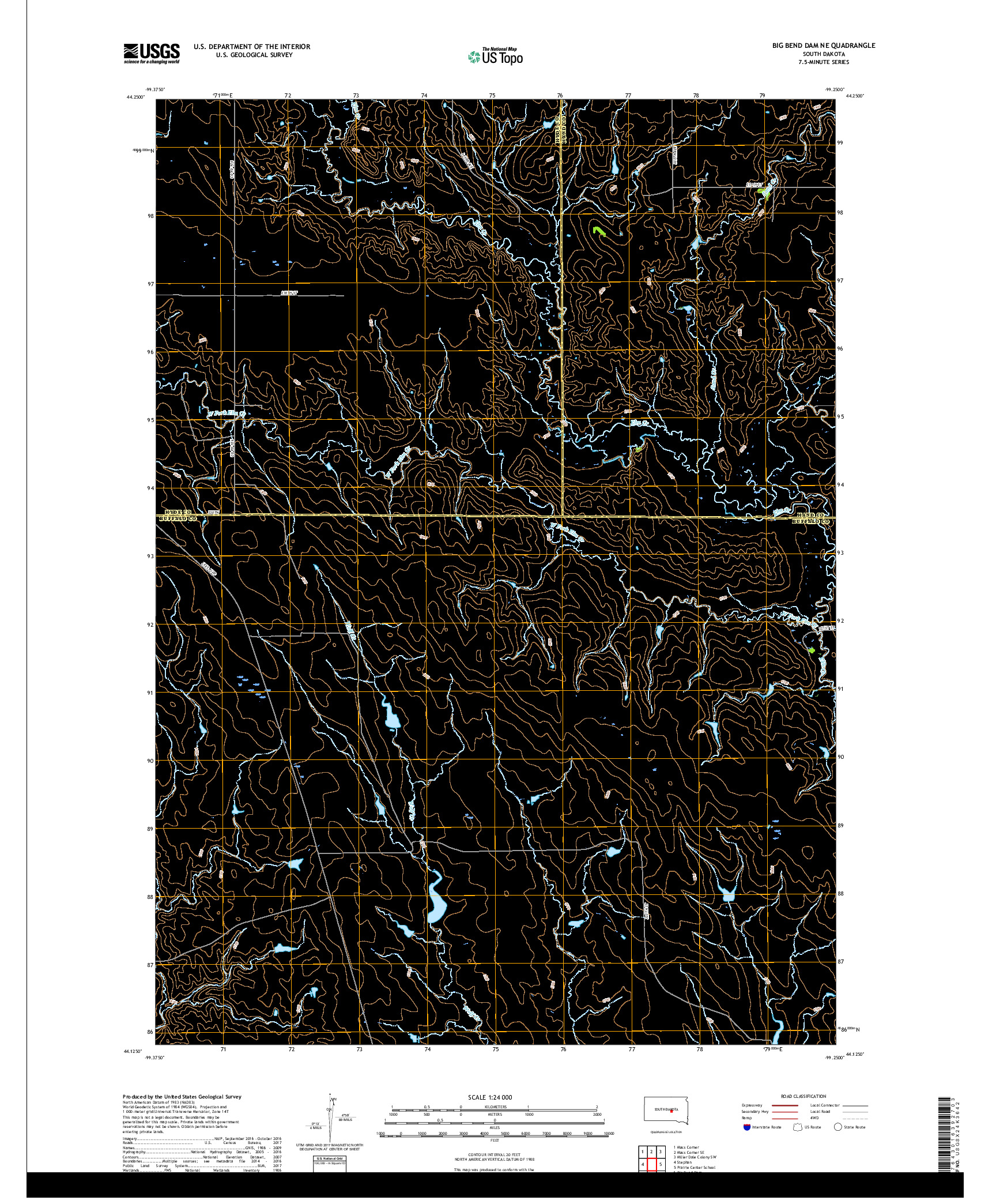 USGS US TOPO 7.5-MINUTE MAP FOR BIG BEND DAM NE, SD 2017