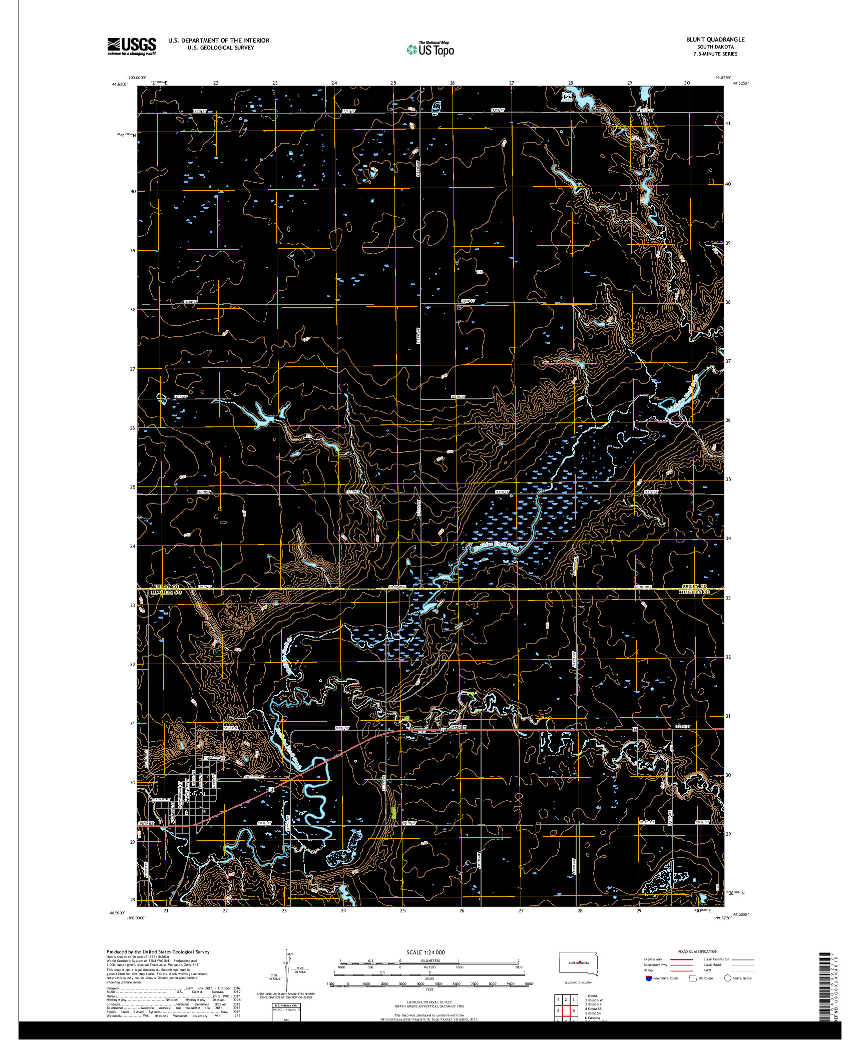 USGS US TOPO 7.5-MINUTE MAP FOR BLUNT, SD 2017