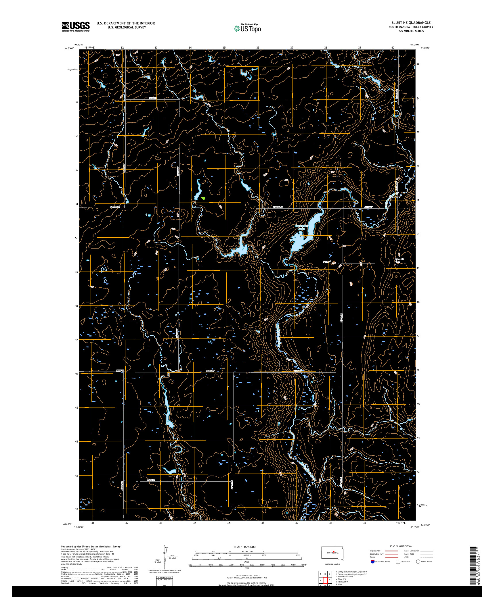 USGS US TOPO 7.5-MINUTE MAP FOR BLUNT NE, SD 2017