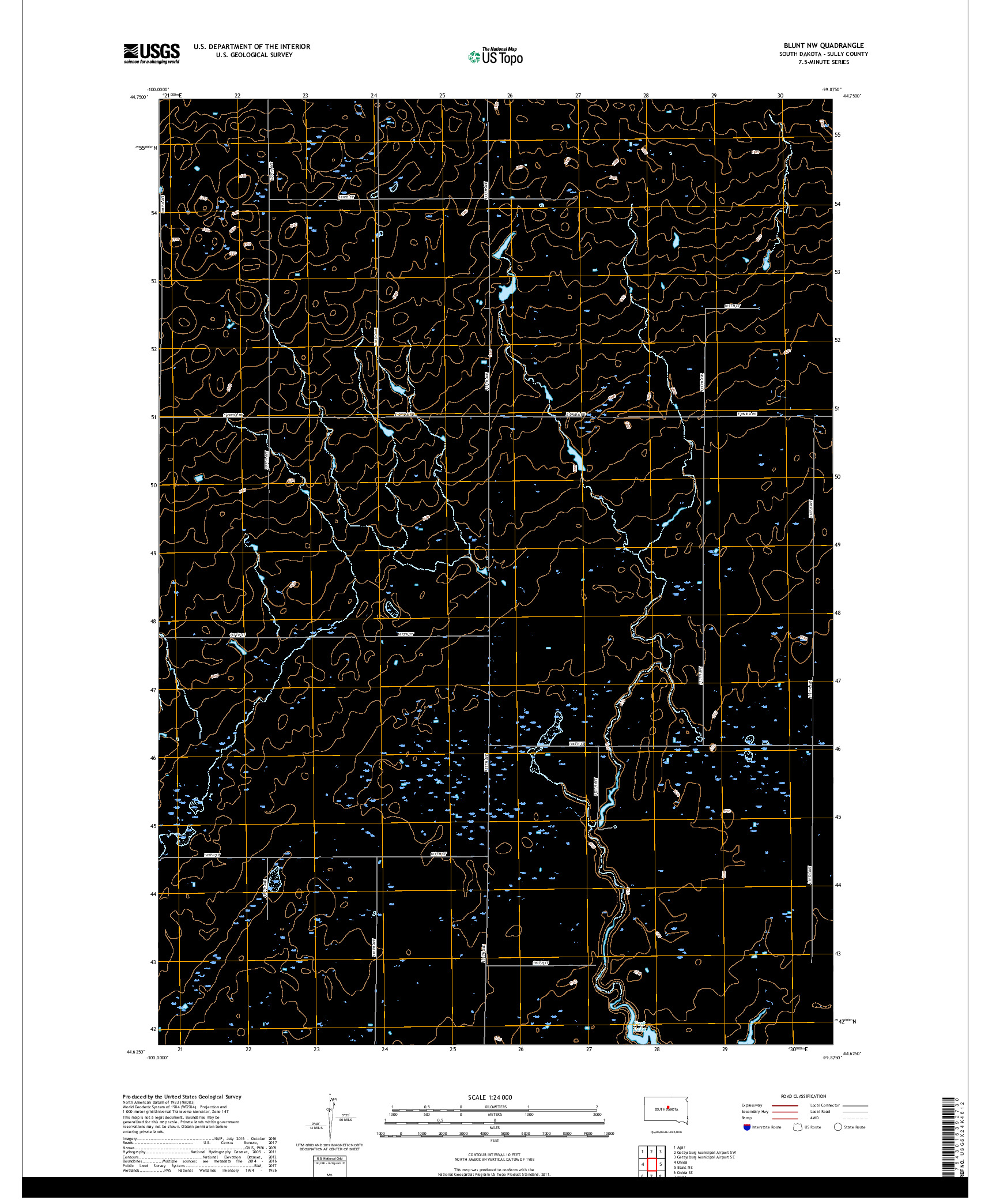 USGS US TOPO 7.5-MINUTE MAP FOR BLUNT NW, SD 2017