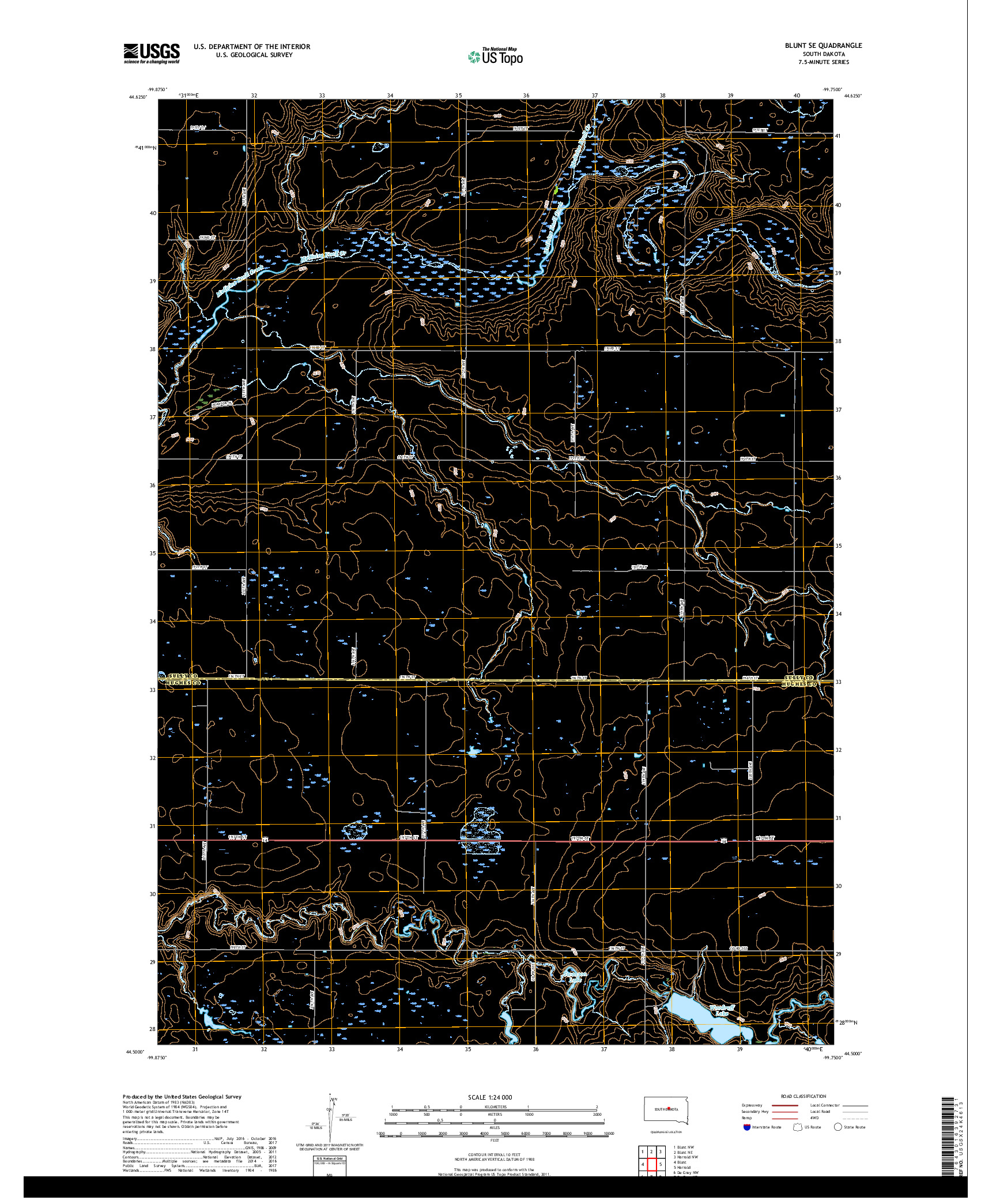 USGS US TOPO 7.5-MINUTE MAP FOR BLUNT SE, SD 2017