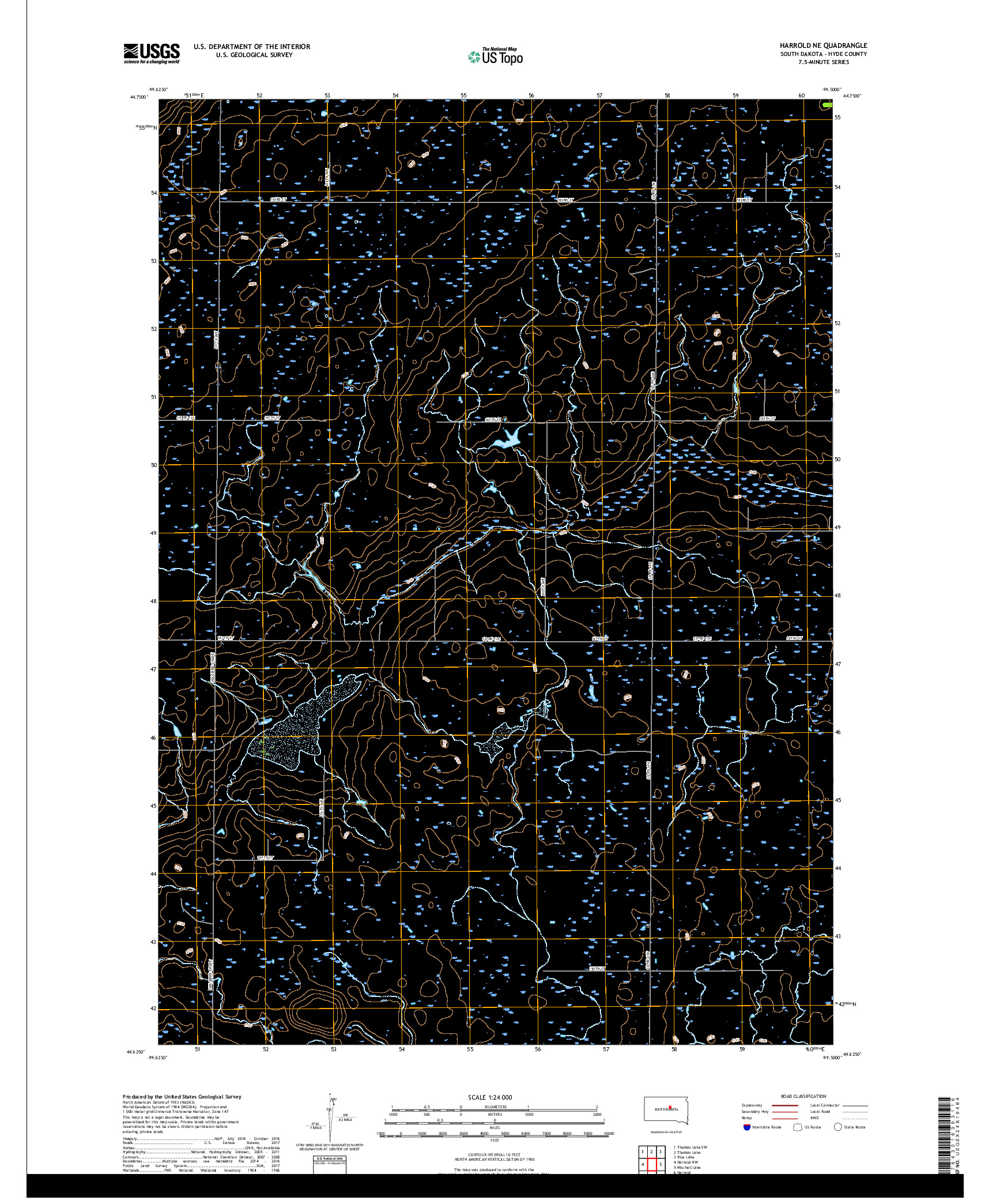 USGS US TOPO 7.5-MINUTE MAP FOR HARROLD NE, SD 2017