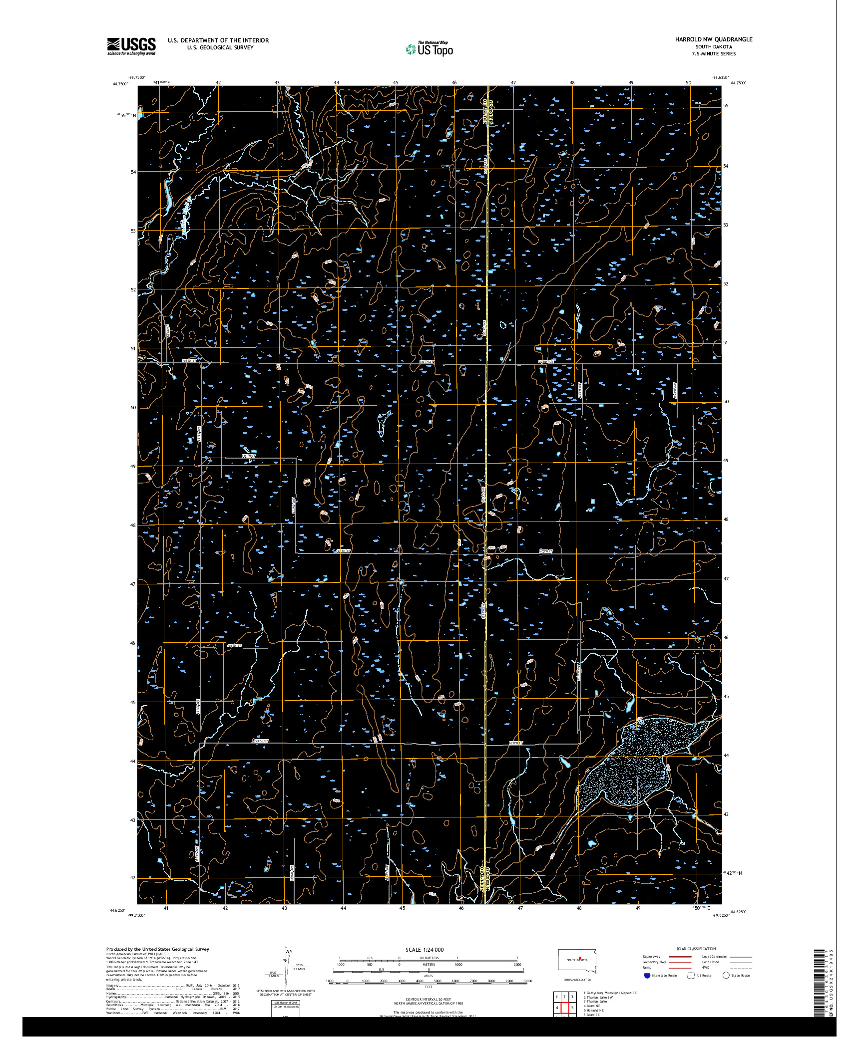 USGS US TOPO 7.5-MINUTE MAP FOR HARROLD NW, SD 2017