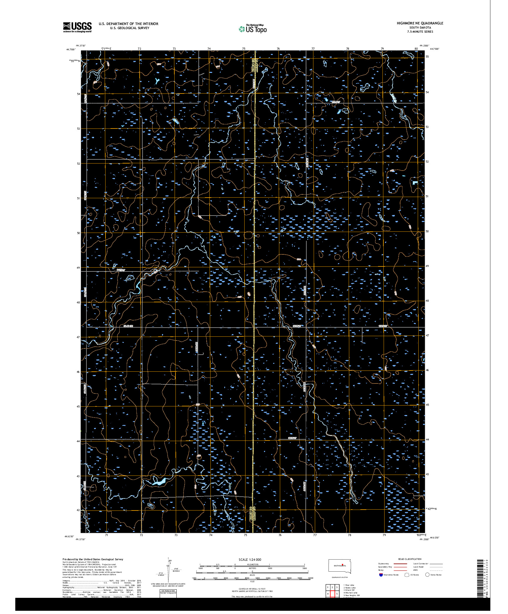 USGS US TOPO 7.5-MINUTE MAP FOR HIGHMORE NE, SD 2017