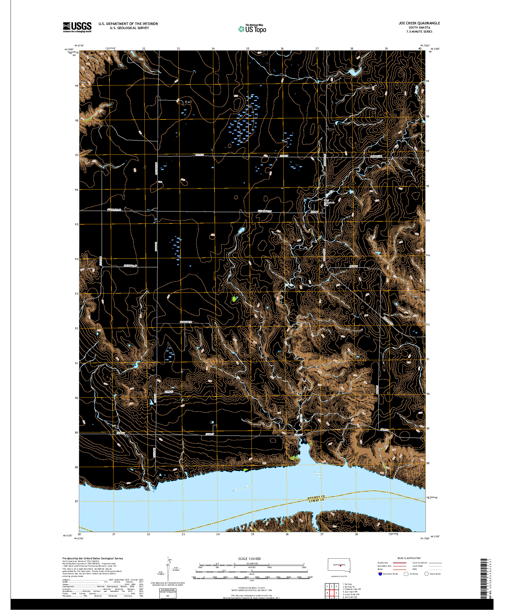 USGS US TOPO 7.5-MINUTE MAP FOR JOE CREEK, SD 2017