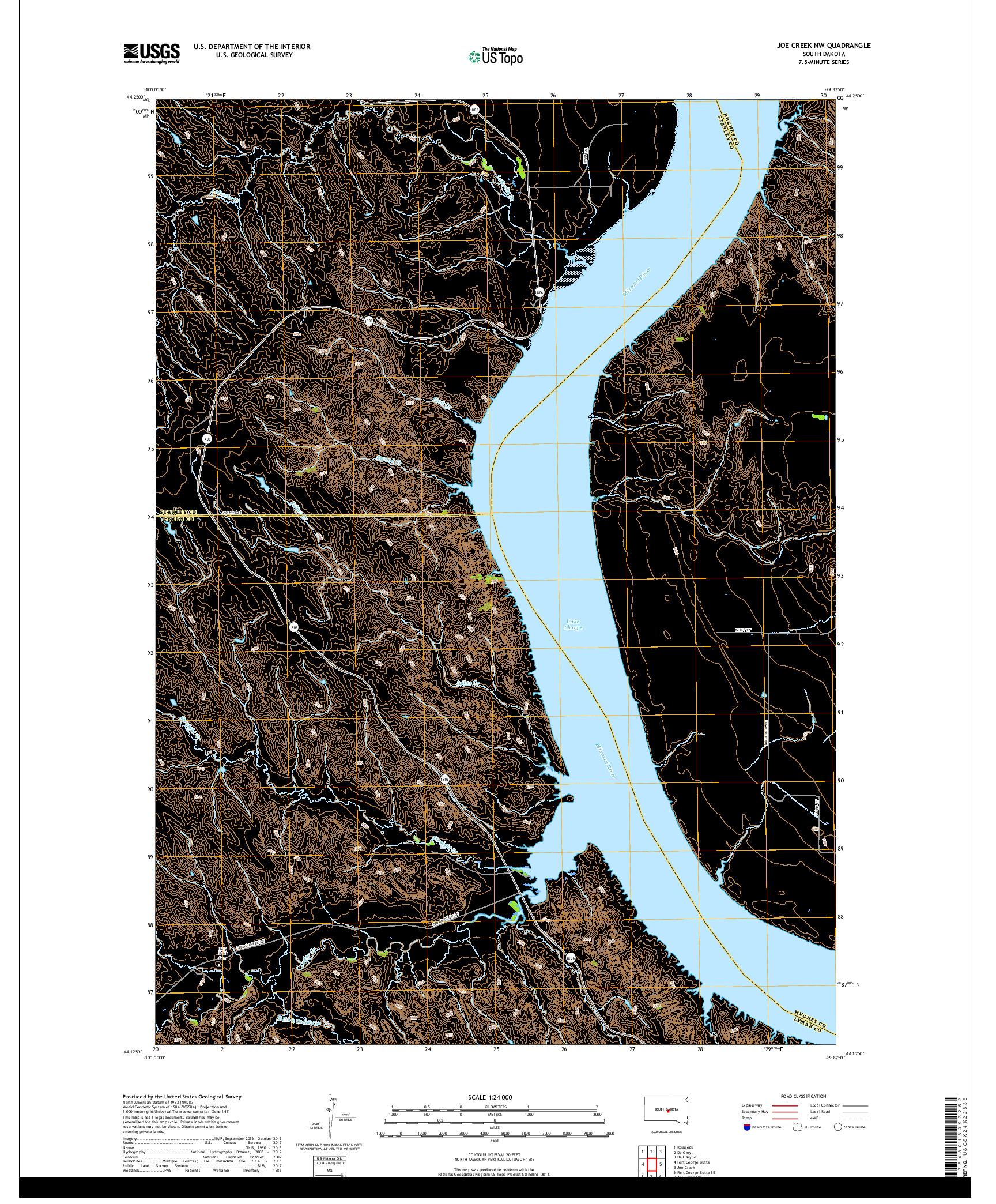 USGS US TOPO 7.5-MINUTE MAP FOR JOE CREEK NW, SD 2017