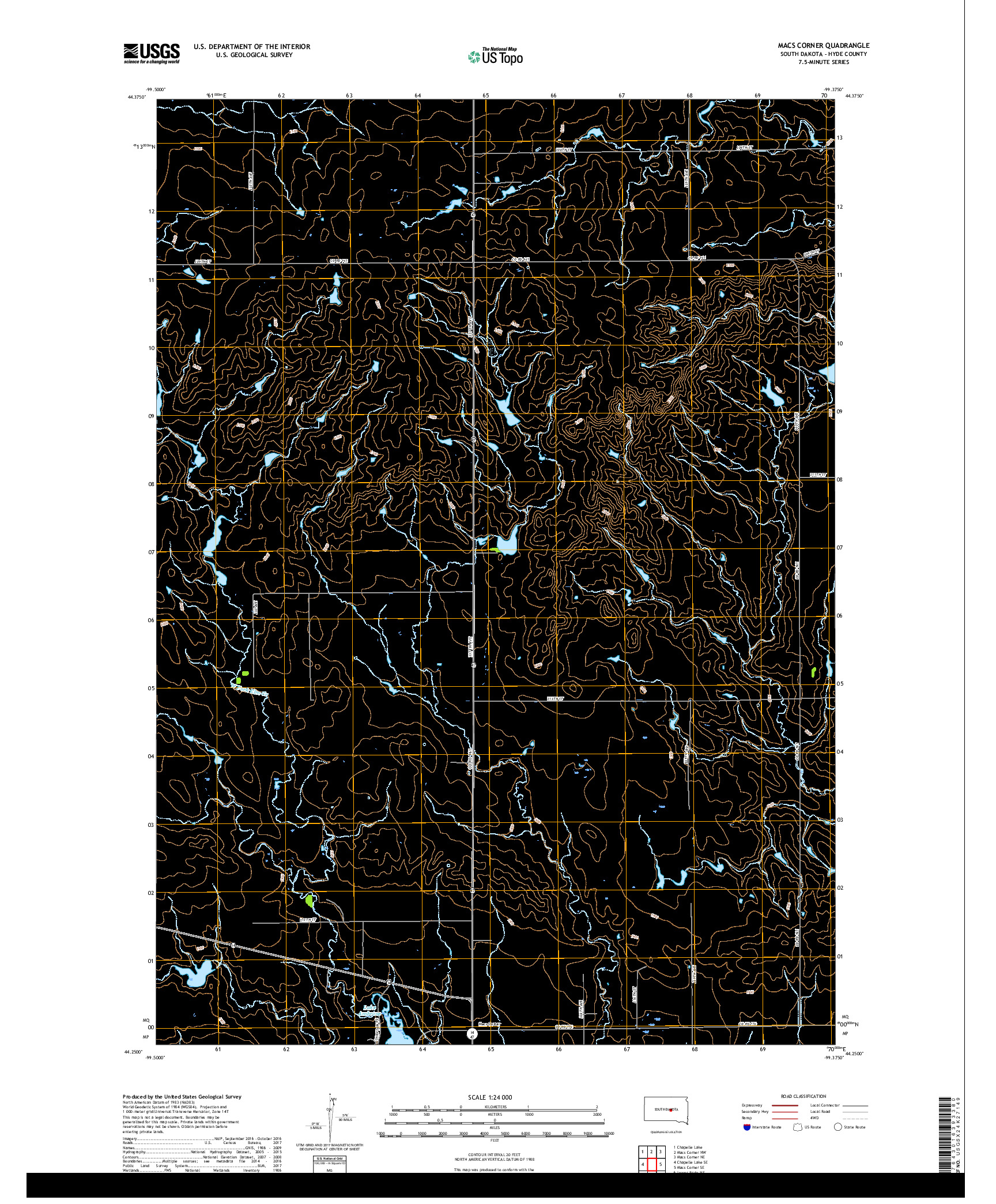 USGS US TOPO 7.5-MINUTE MAP FOR MACS CORNER, SD 2017