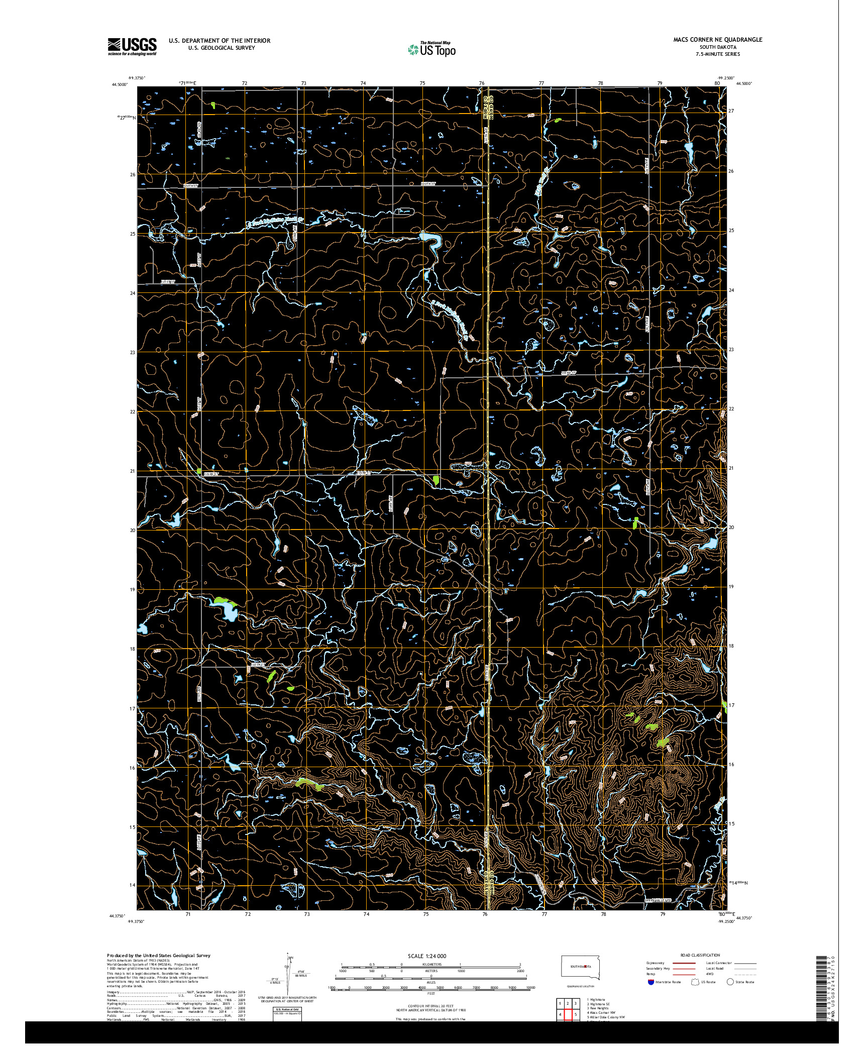 USGS US TOPO 7.5-MINUTE MAP FOR MACS CORNER NE, SD 2017