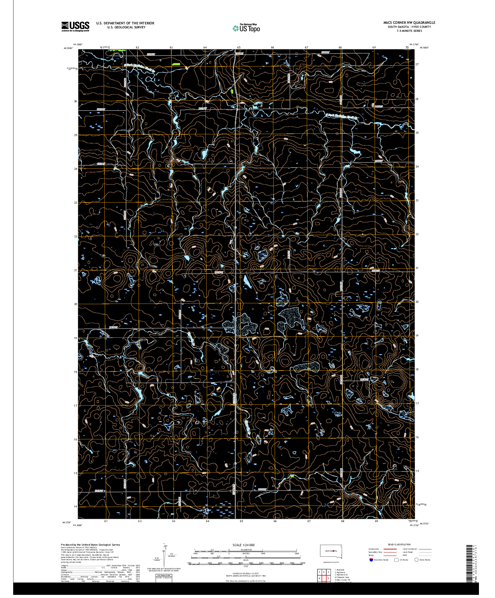 USGS US TOPO 7.5-MINUTE MAP FOR MACS CORNER NW, SD 2017