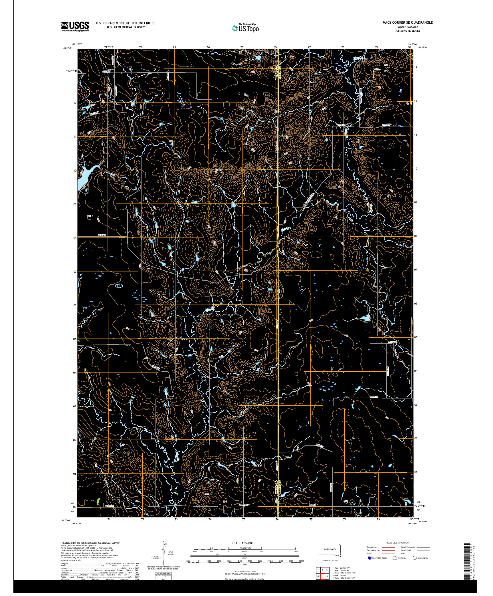 USGS US TOPO 7.5-MINUTE MAP FOR MACS CORNER SE, SD 2017