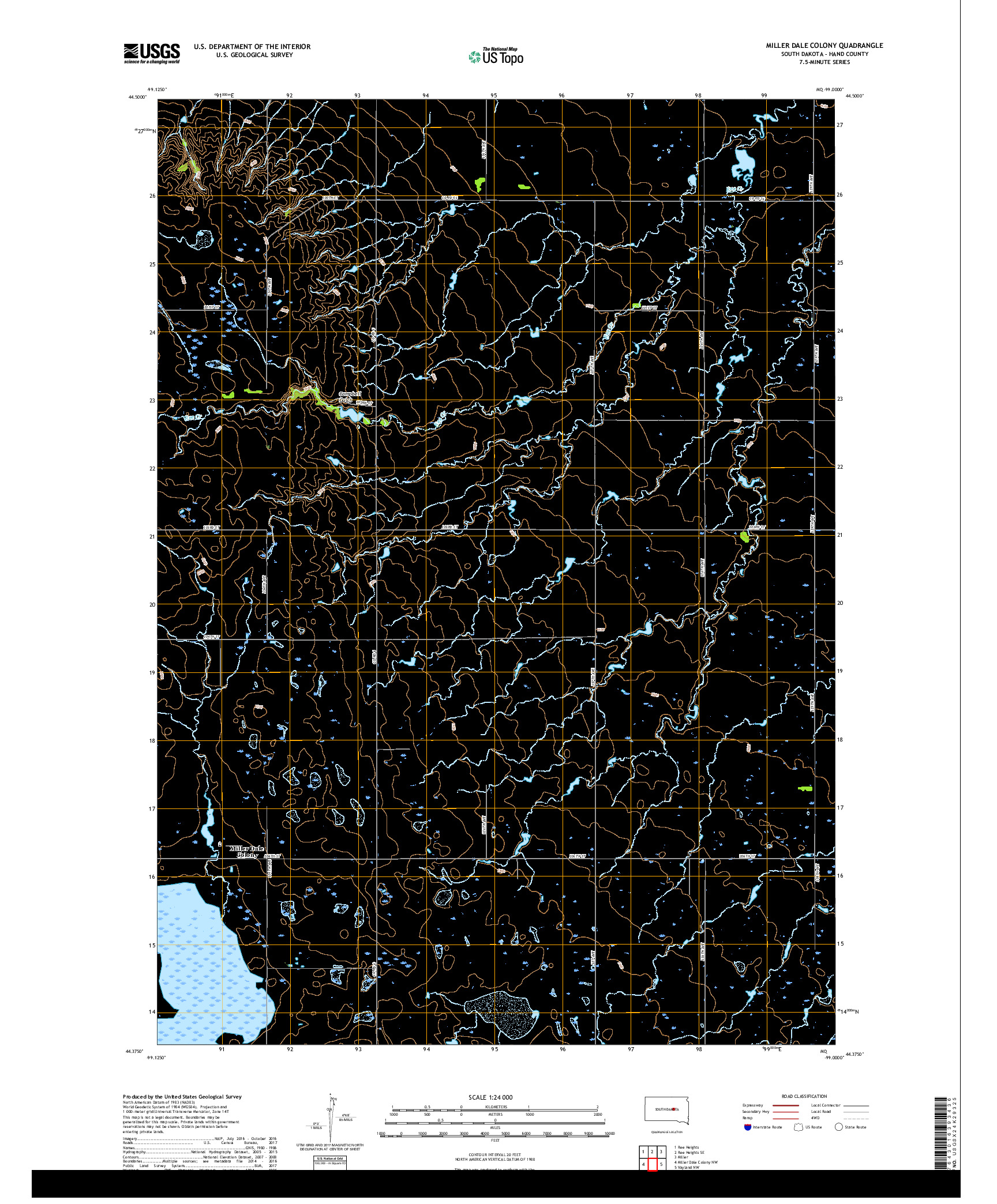 USGS US TOPO 7.5-MINUTE MAP FOR MILLER DALE COLONY, SD 2017