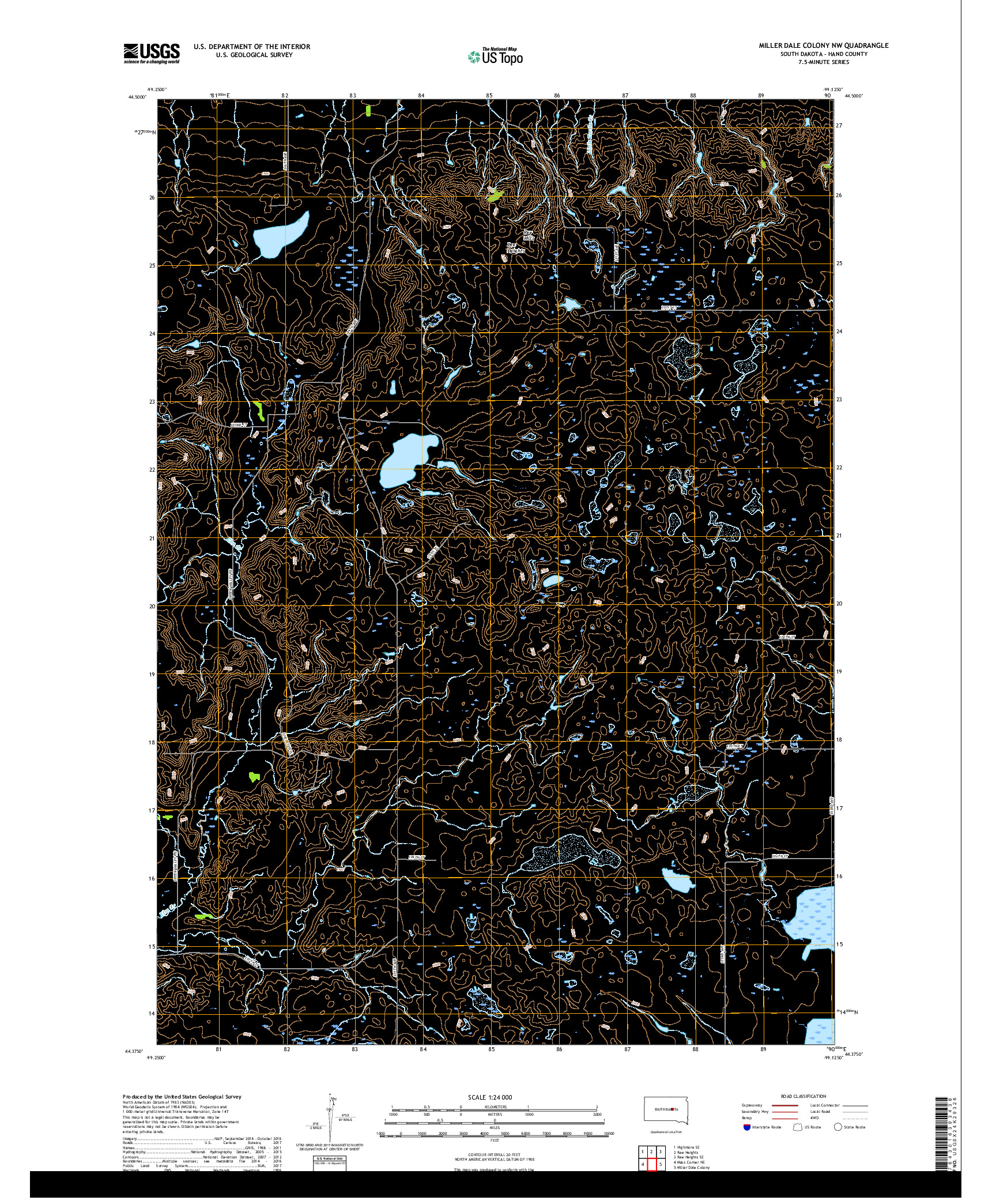 USGS US TOPO 7.5-MINUTE MAP FOR MILLER DALE COLONY NW, SD 2017