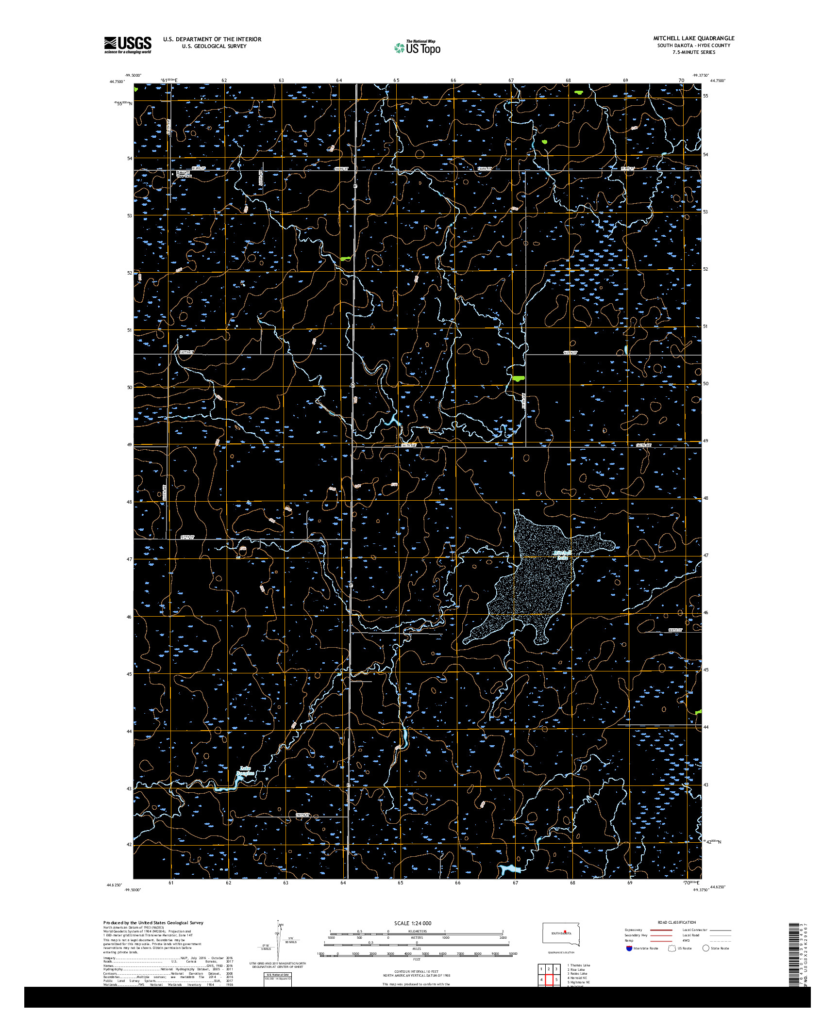 USGS US TOPO 7.5-MINUTE MAP FOR MITCHELL LAKE, SD 2017