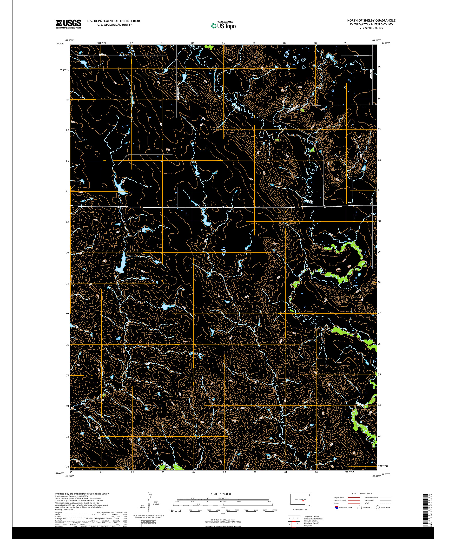 USGS US TOPO 7.5-MINUTE MAP FOR NORTH OF SHELBY, SD 2017