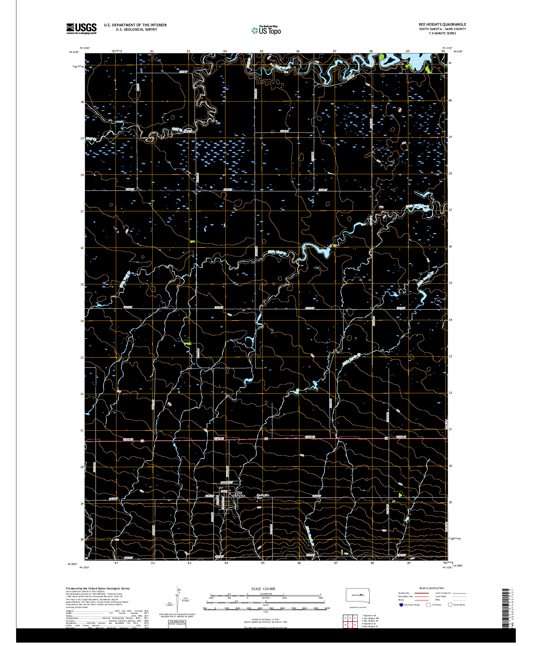 USGS US TOPO 7.5-MINUTE MAP FOR REE HEIGHTS, SD 2017