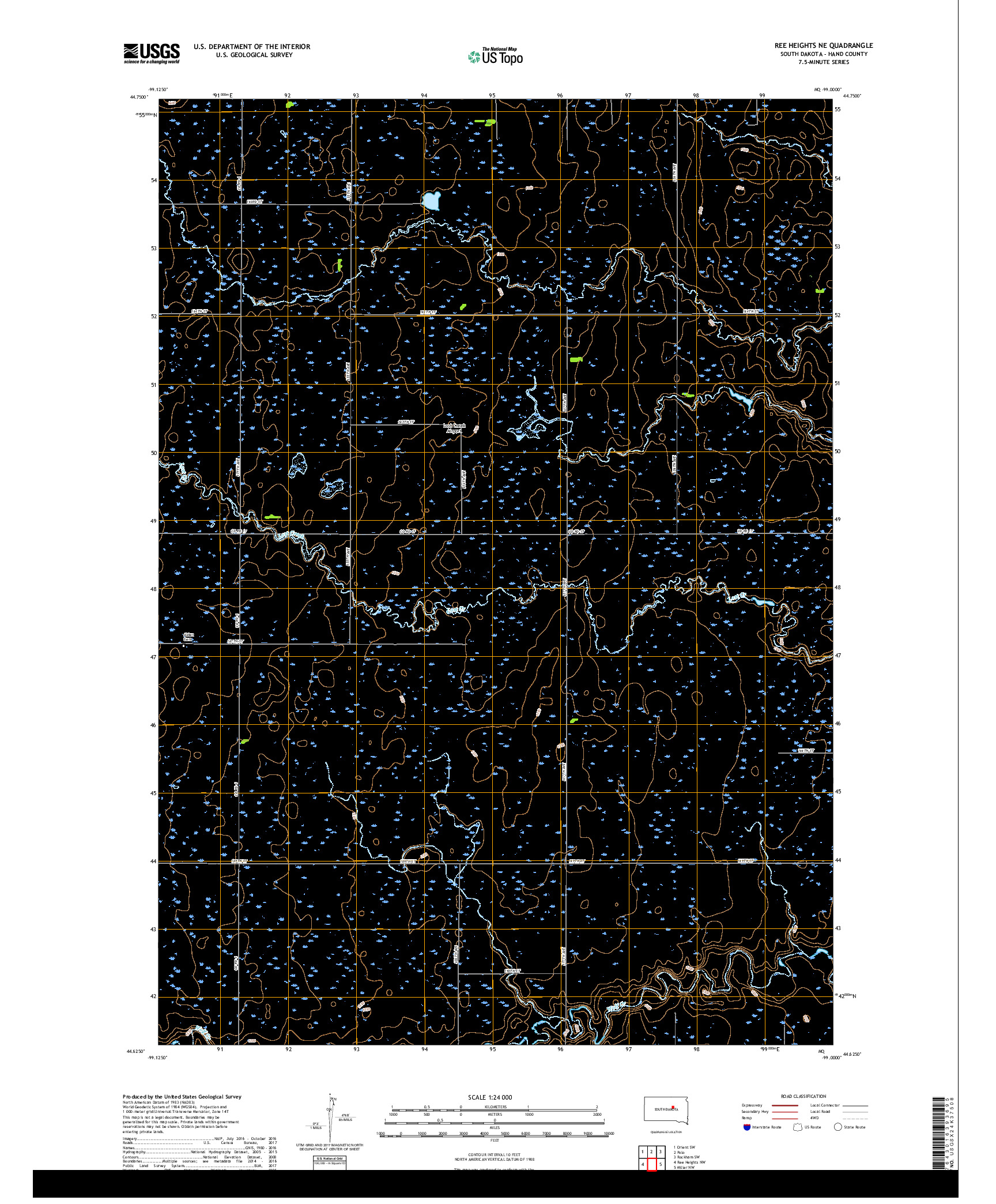 USGS US TOPO 7.5-MINUTE MAP FOR REE HEIGHTS NE, SD 2017