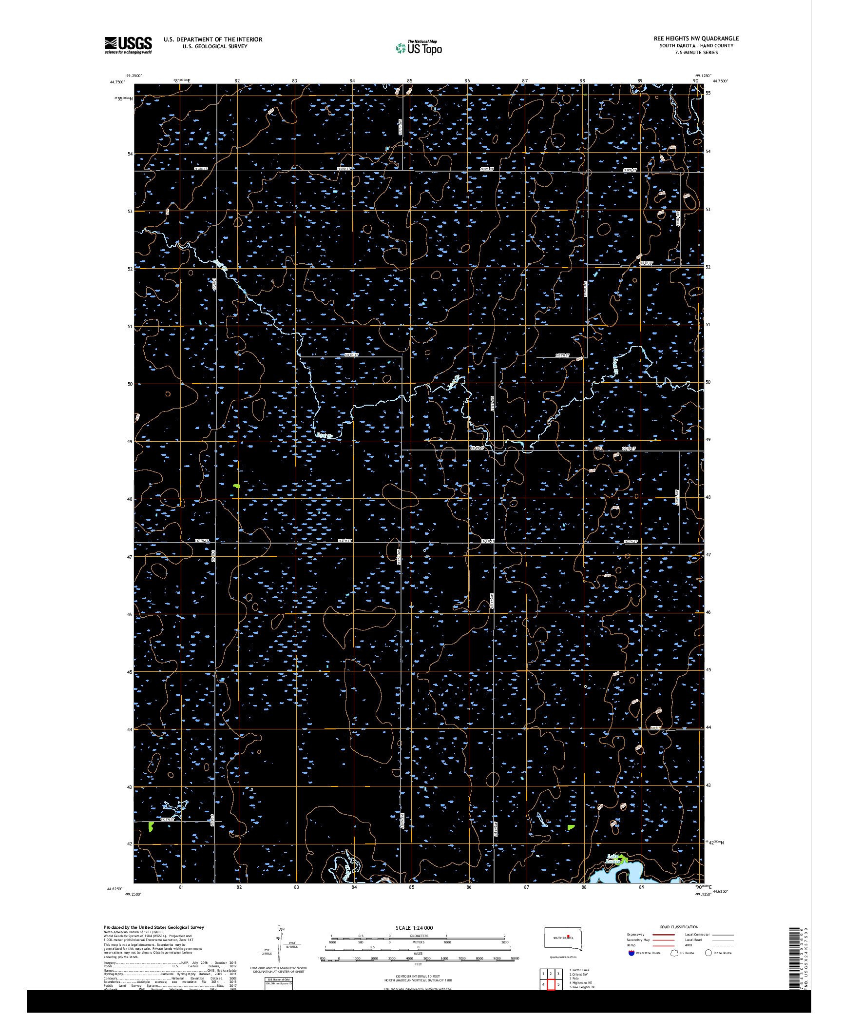 USGS US TOPO 7.5-MINUTE MAP FOR REE HEIGHTS NW, SD 2017