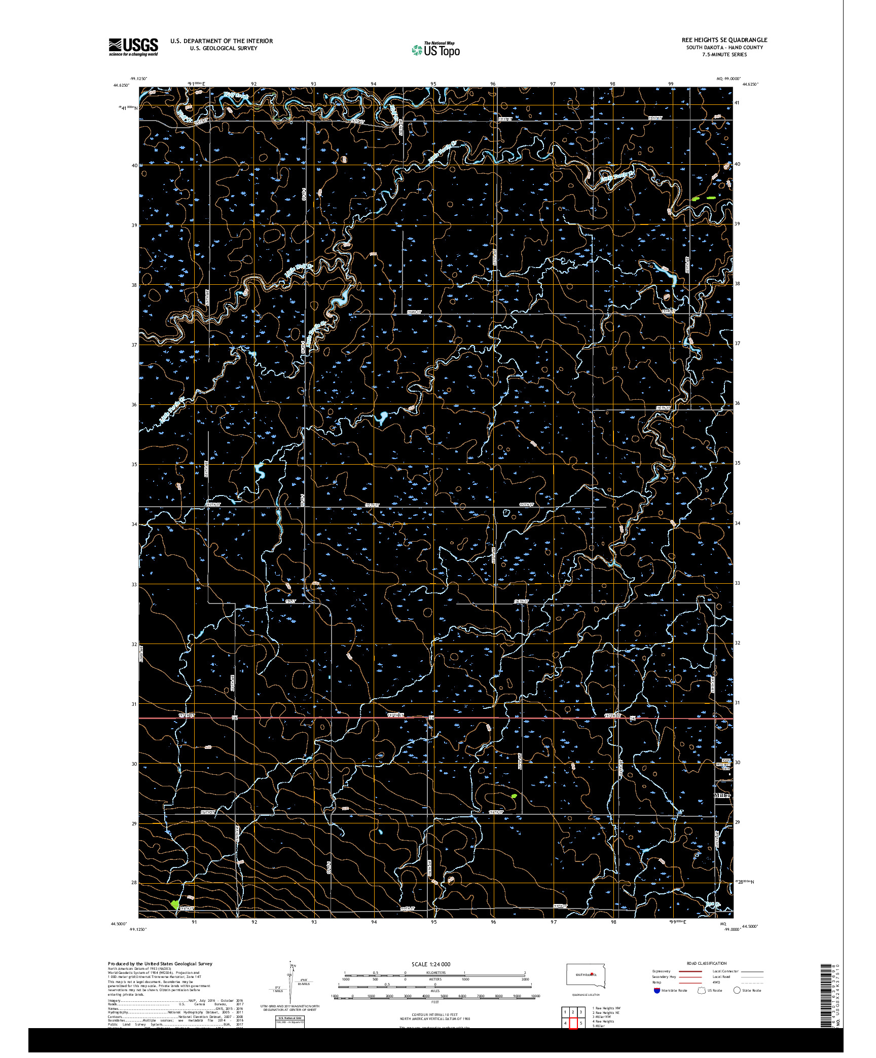 USGS US TOPO 7.5-MINUTE MAP FOR REE HEIGHTS SE, SD 2017