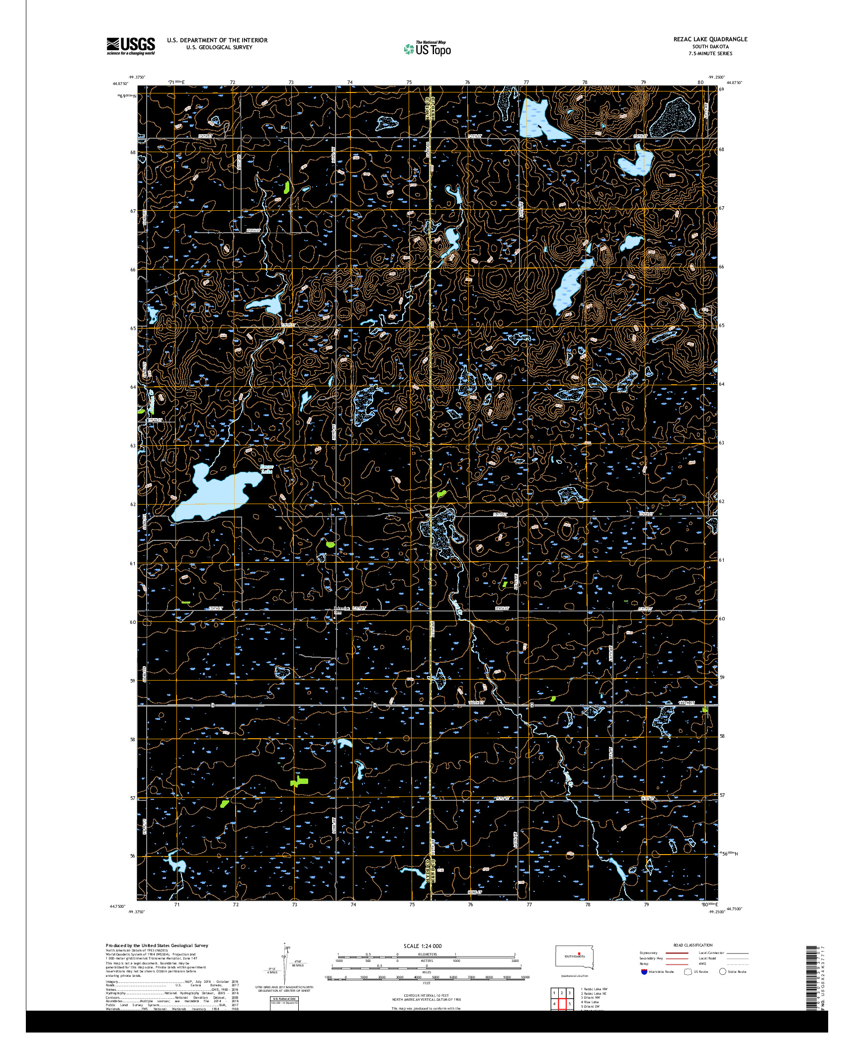 USGS US TOPO 7.5-MINUTE MAP FOR REZAC LAKE, SD 2017