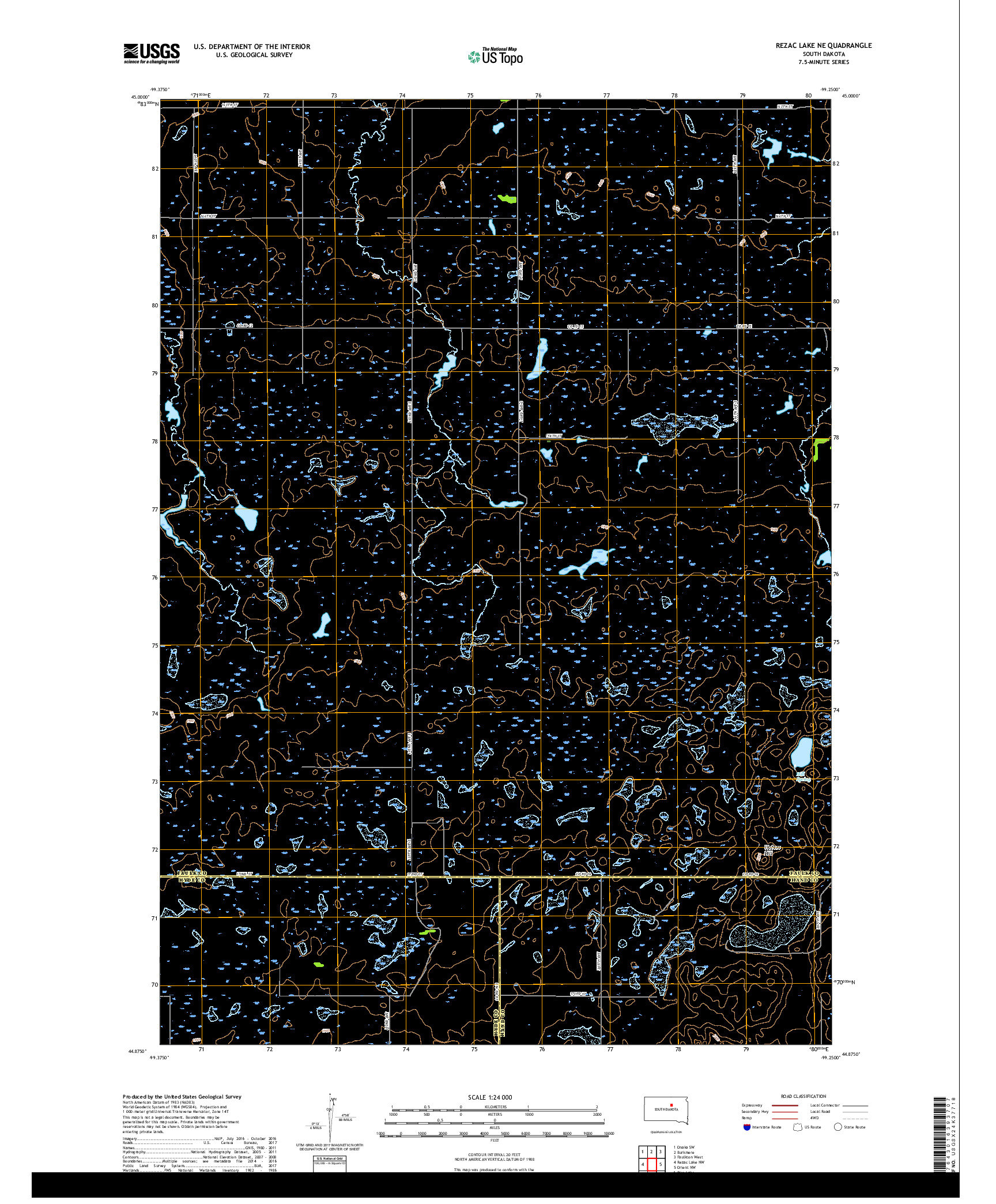 USGS US TOPO 7.5-MINUTE MAP FOR REZAC LAKE NE, SD 2017