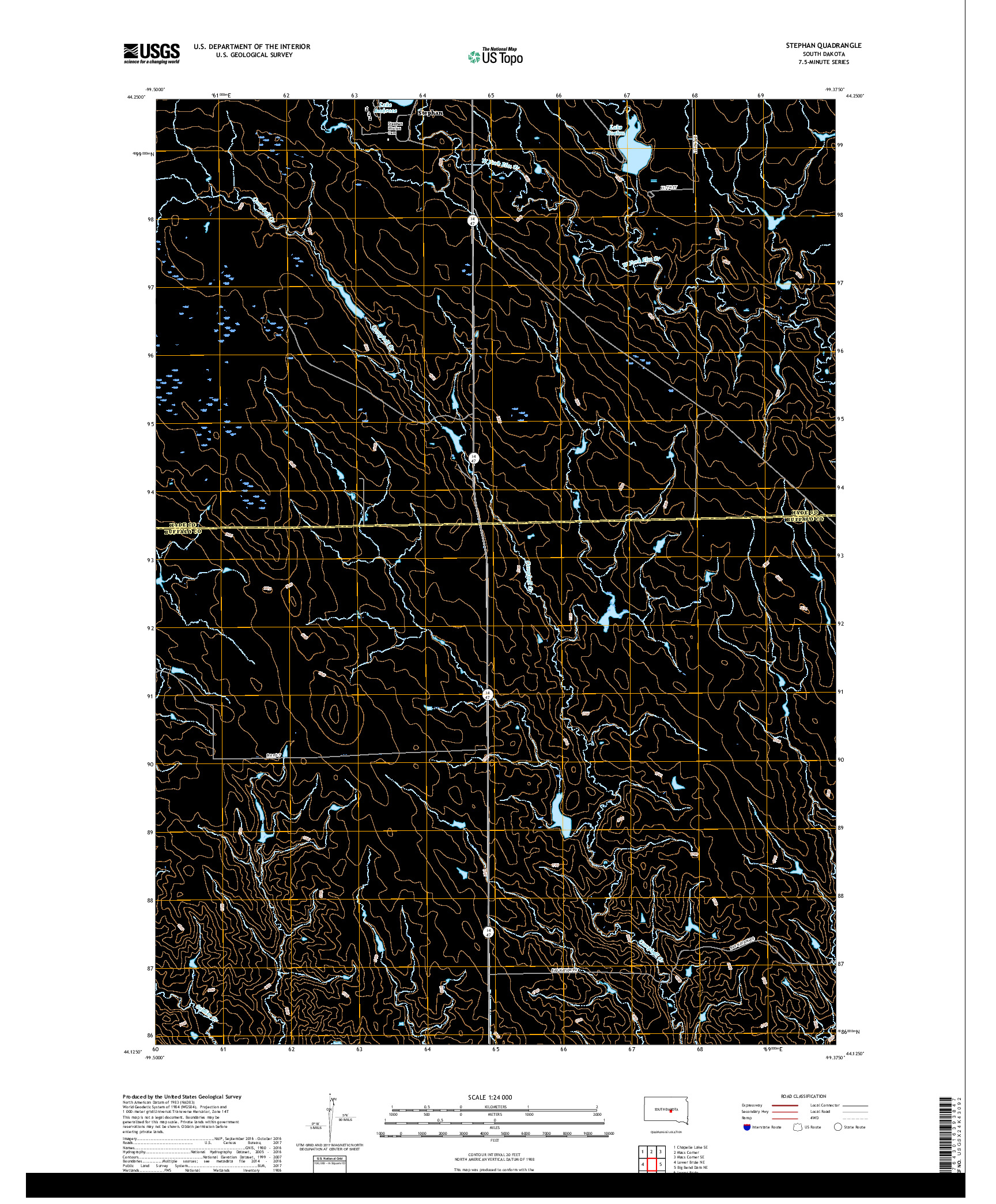 USGS US TOPO 7.5-MINUTE MAP FOR STEPHAN, SD 2017