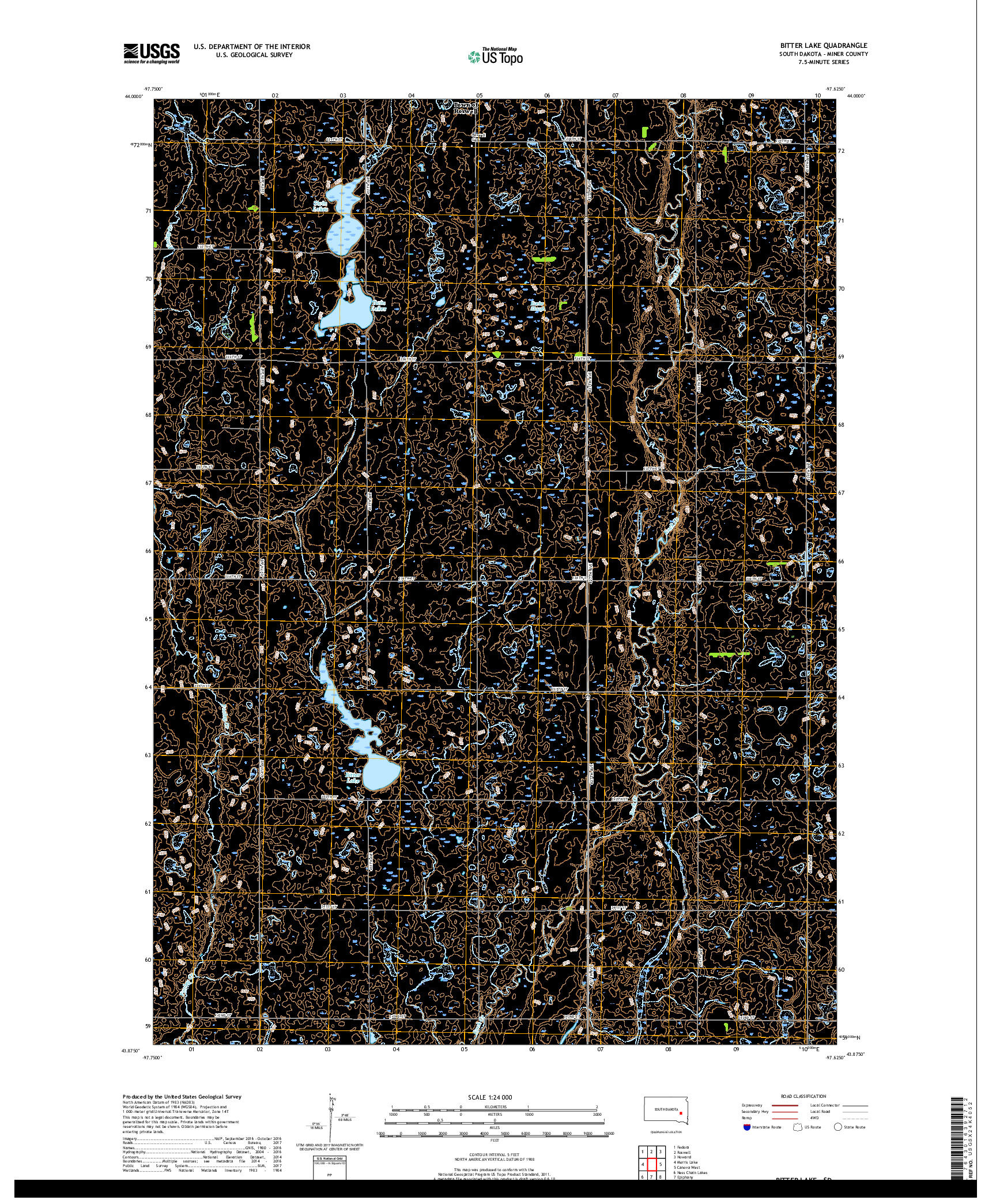 USGS US TOPO 7.5-MINUTE MAP FOR BITTER LAKE, SD 2017